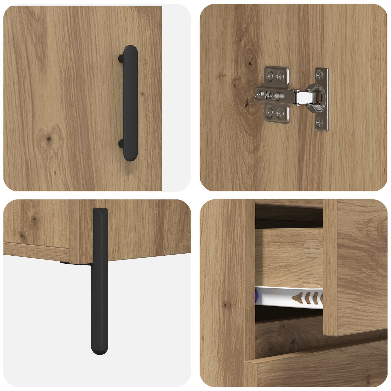 Highboard Artisan Egetræ 69,5 x 32,5 x 180 cm Konstrueret træ