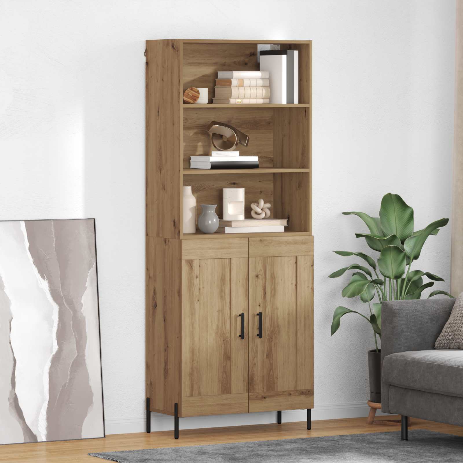 Highboard Artisan Egetræ 69,5 x 32,5 x 180 cm Konstrueret træ