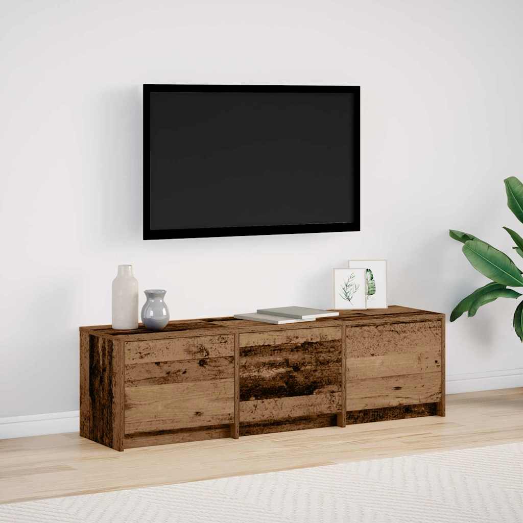 TV skab med LED lys med skuffe Gammelt træ 140 x 34 x 40 cm