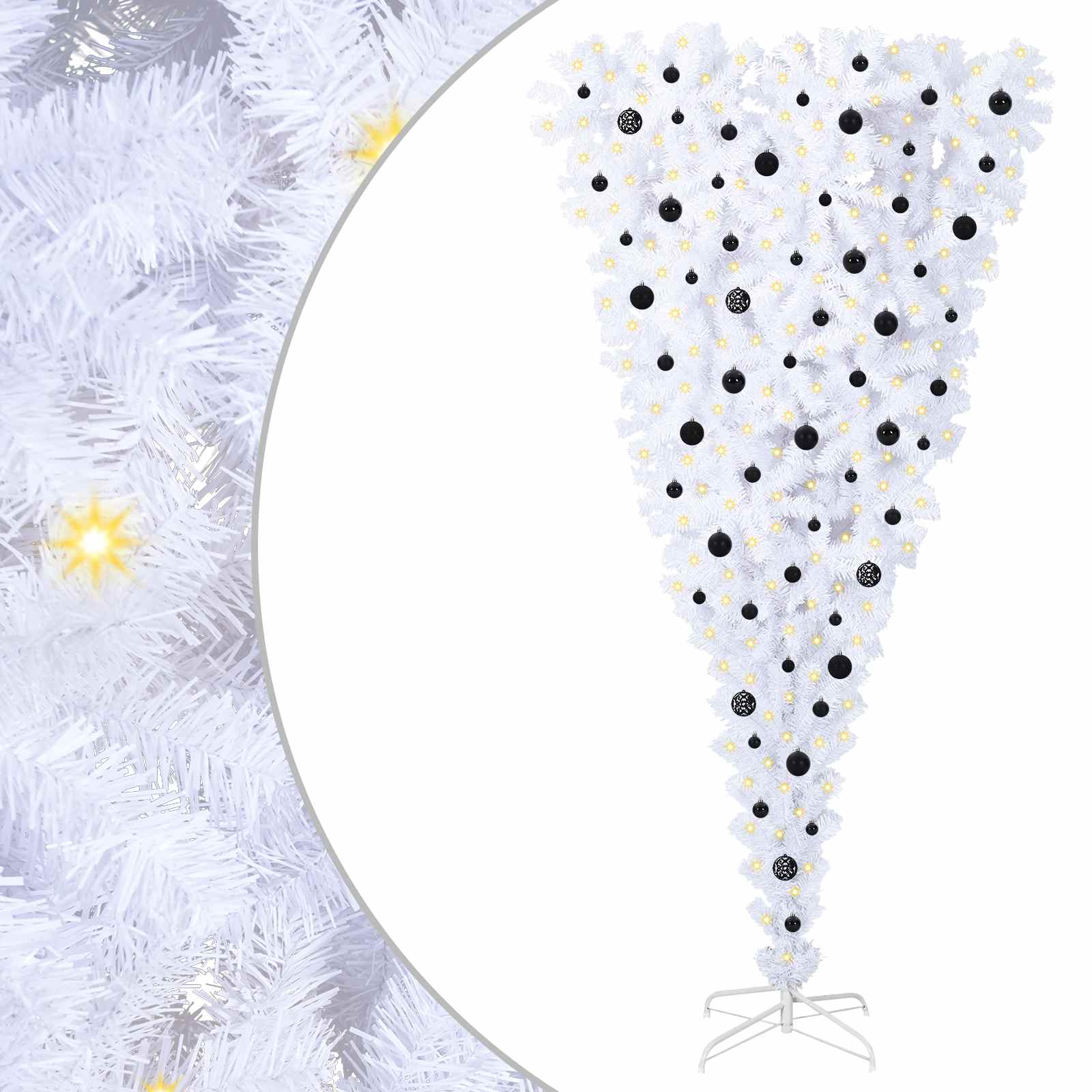 Kunstigt juletræ med 300 LED'er Hvid 240 cm PVC og Stål