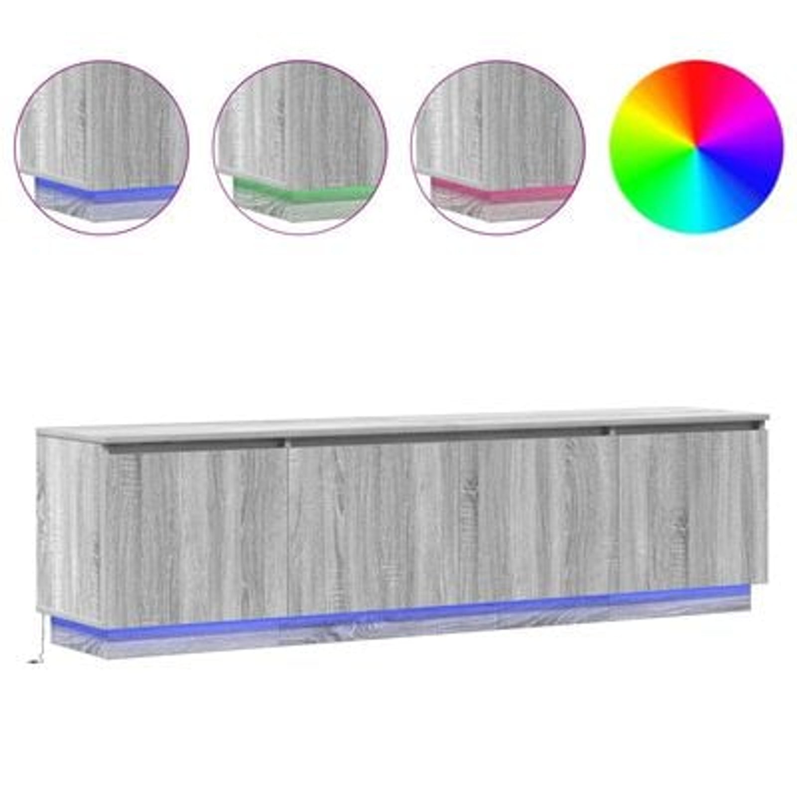 TV-skab med LED Grå sonoma-eg 180 x 38 x 49 cm Konstrueret træ