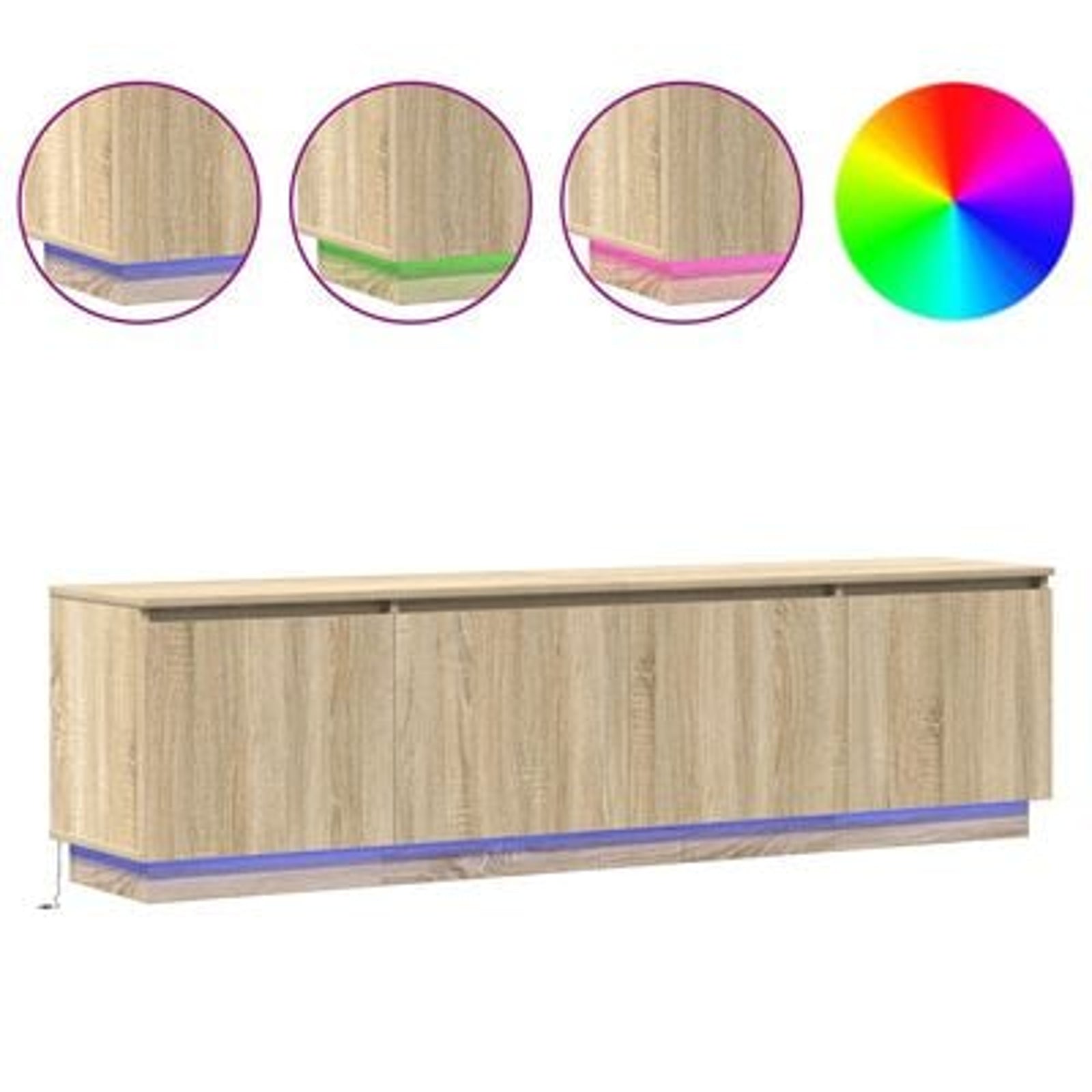 TV-skab med LED Sonoma-eg 180 x 38 x 49 cm Konstrueret træ