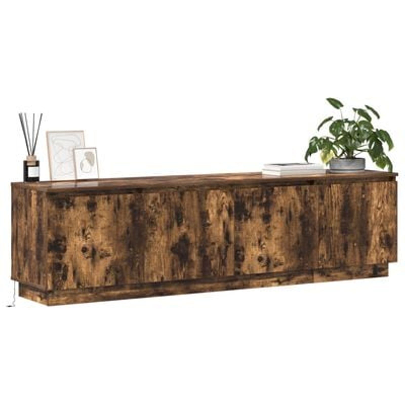 TV-skab med LED Røget eg 180 x 38 x 49 cm Konstrueret træ