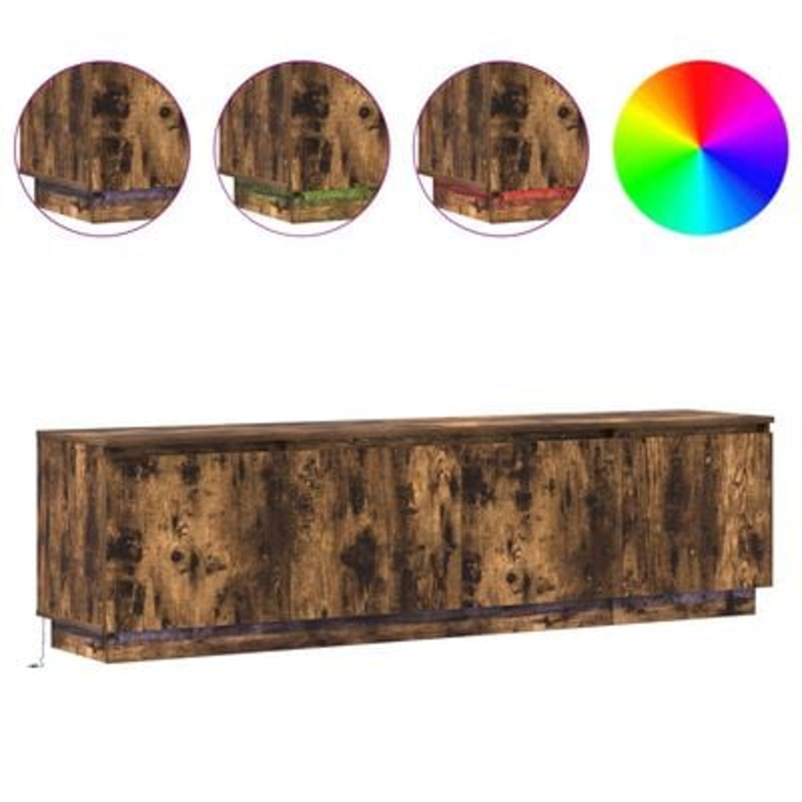 TV-skab med LED Røget eg 180 x 38 x 49 cm Konstrueret træ