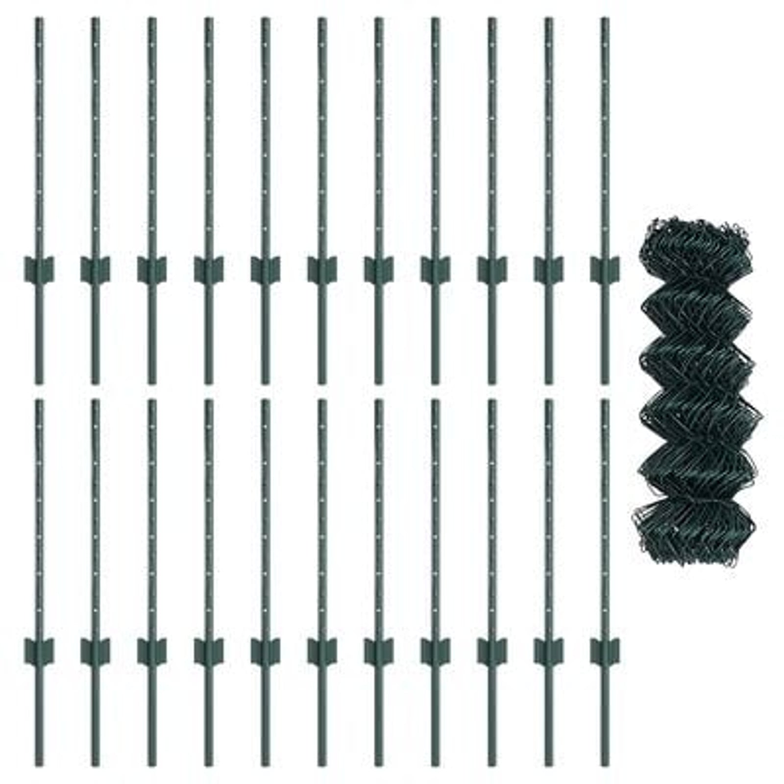 Hegn med post Grøn 0,6 x 25 m Stål og PVC