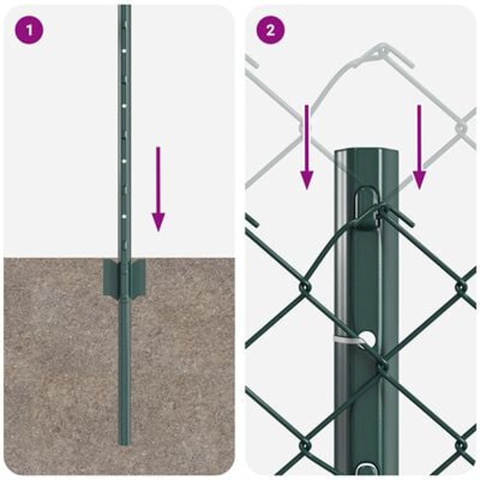 Hegn med post Grøn 0,6 x 10 m Stål og PVC