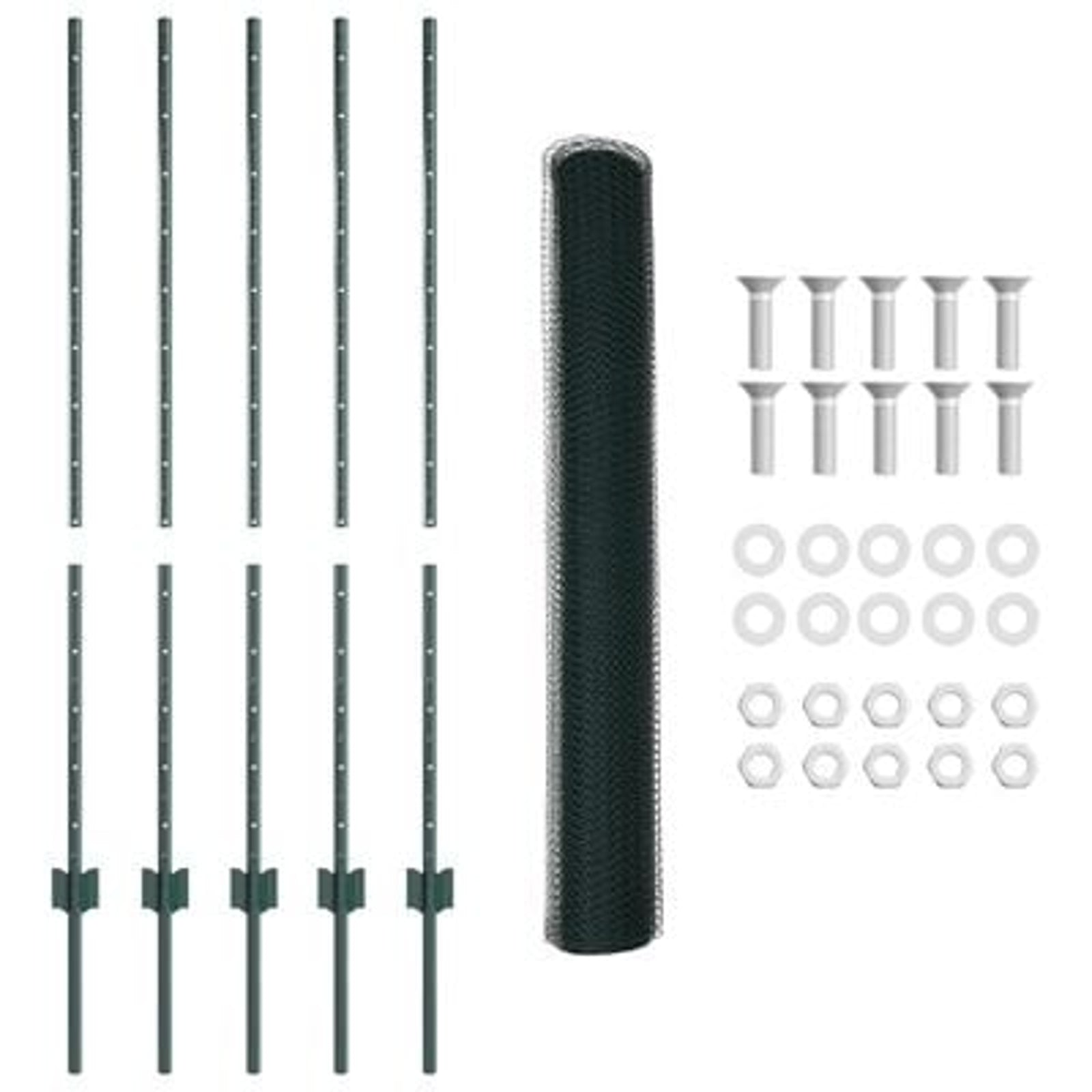 Hegn med post Grøn 1,2 x 10 m Stål og PVC