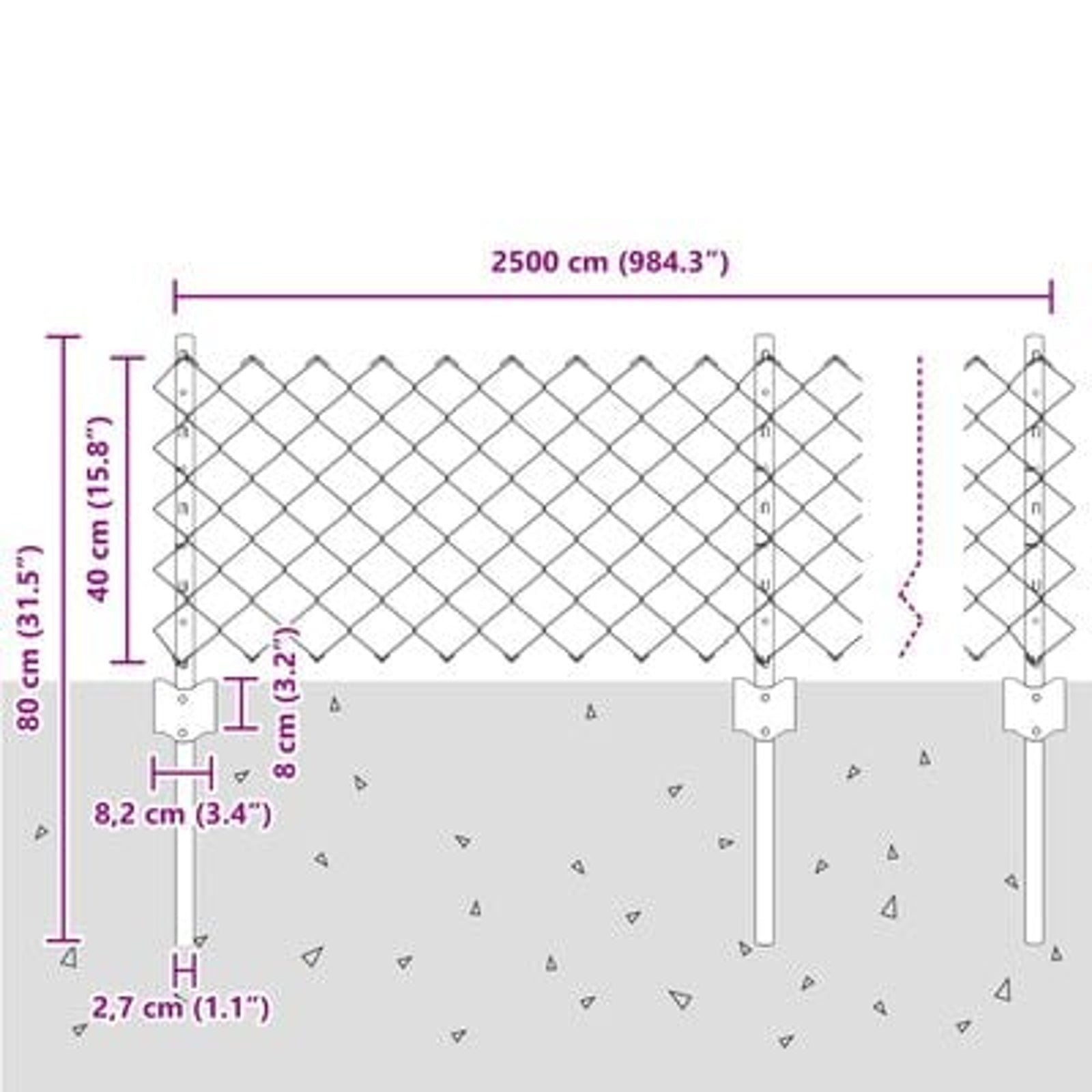 Hegn med post Grøn 0,4 x 25 m Stål og PVC