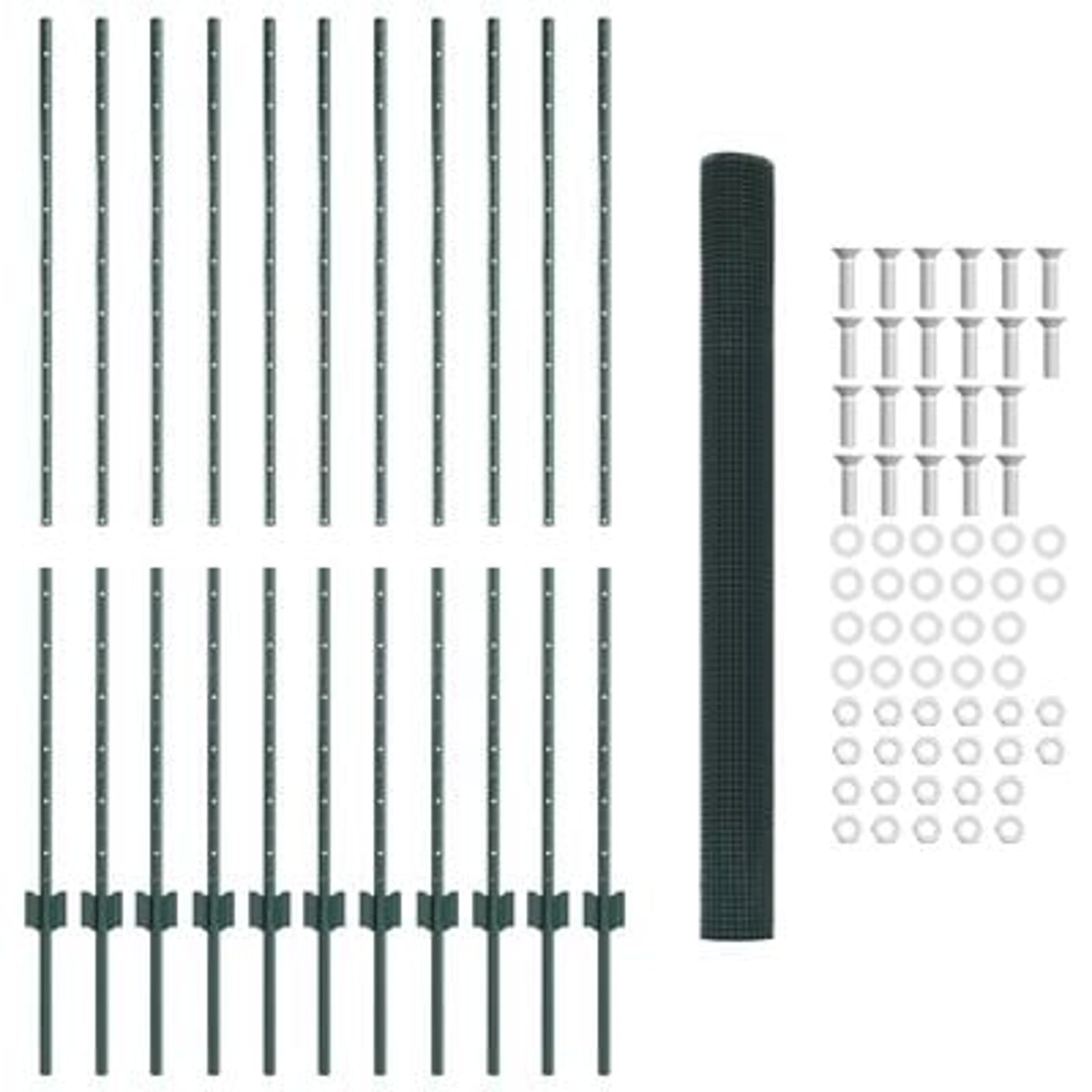 Hegn med post Grøn 1,4 x 25 m Stål og PVC