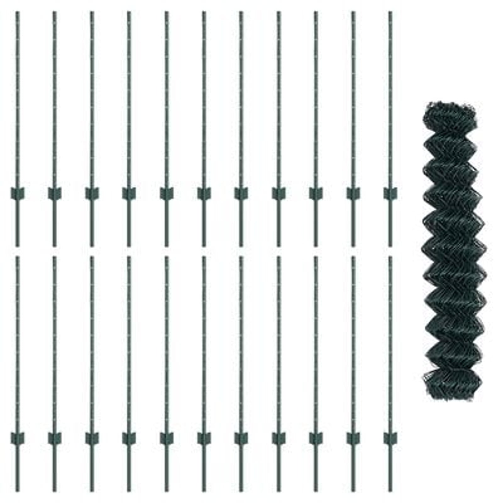 Hegn med post Grøn 1 x 25 m Stål og PVC