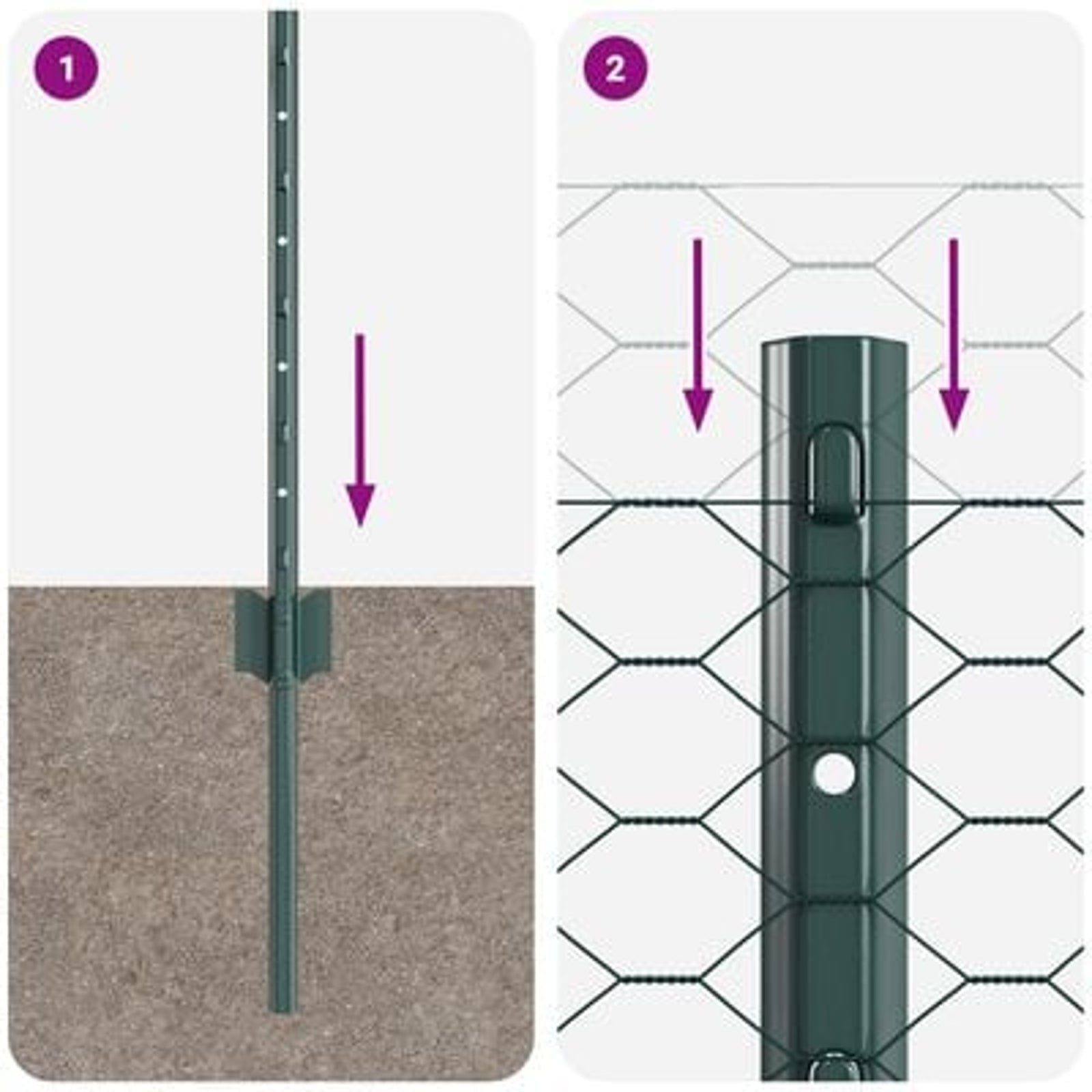 Hegn med post Grøn 0,5 x 50 m Stål og PVC