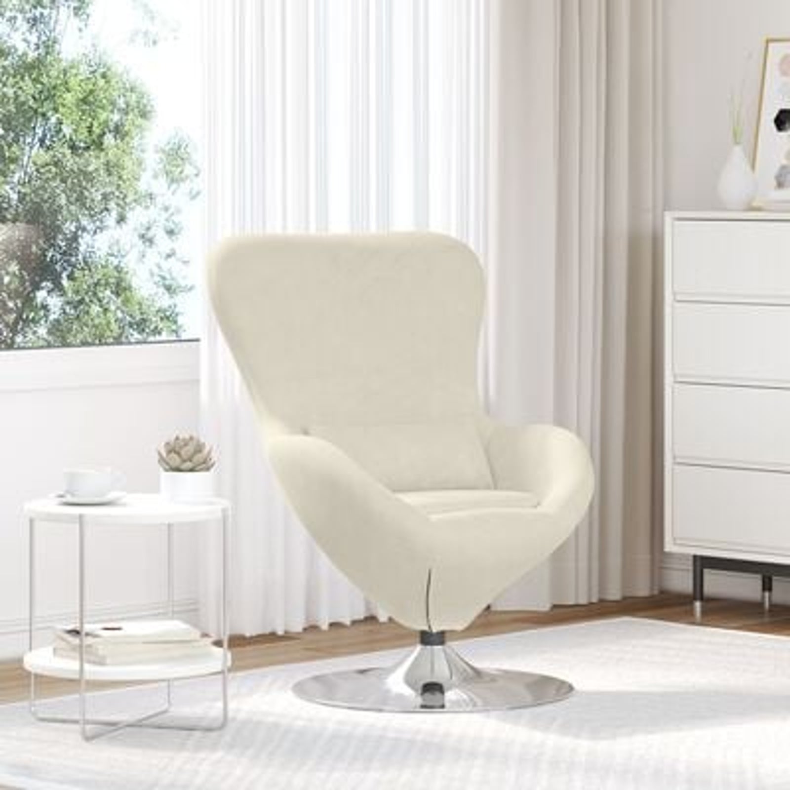 Æggestol Creme 63 x 73 x 90 cm Fløjl