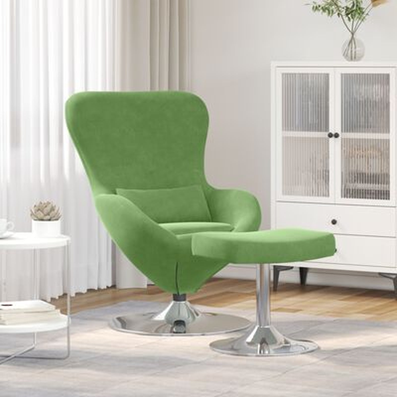 Æggestol 2 pcs Lysegrøn 63 x 73 x 90 cm Fløjl