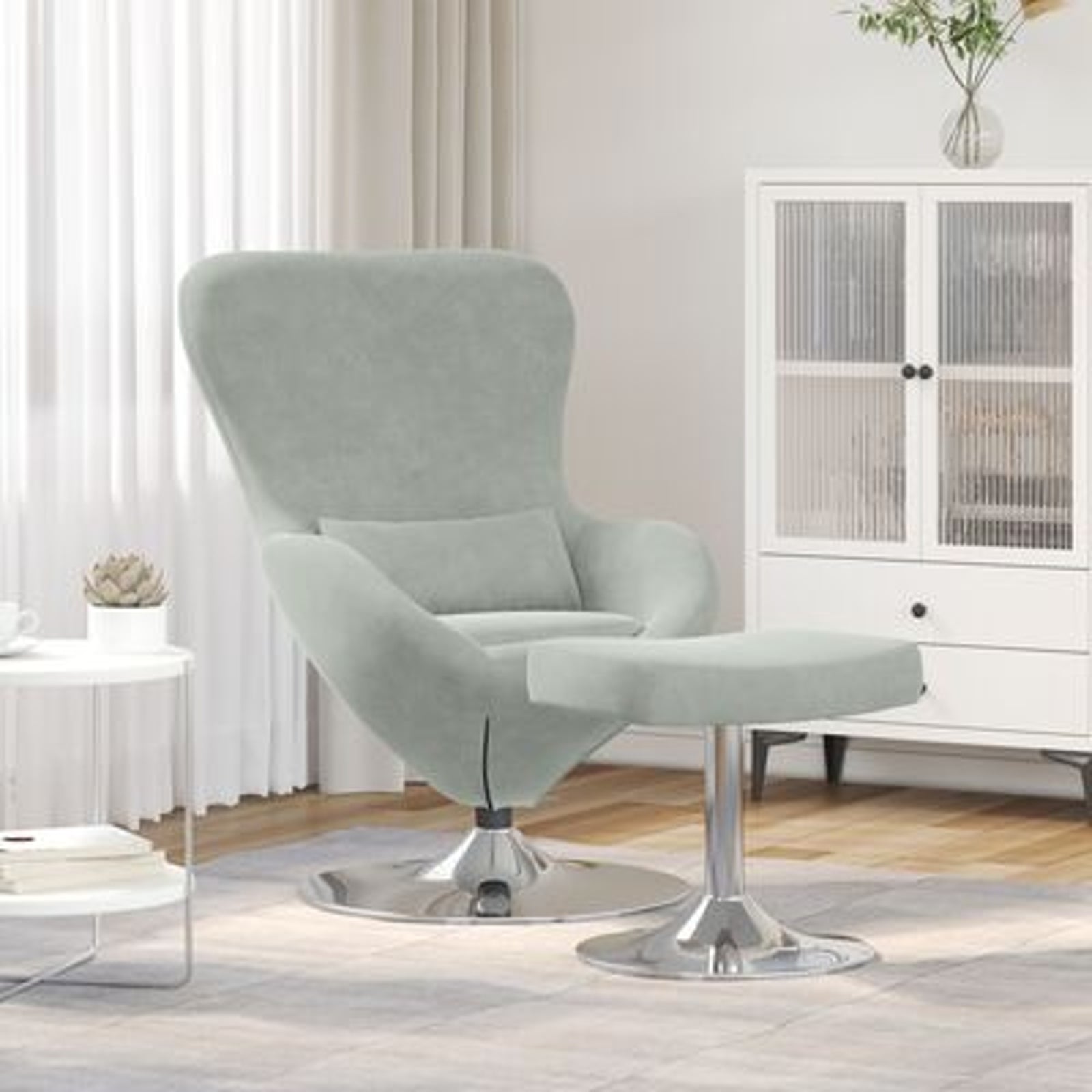 Æggestol 2 pcs Lysegrå 63 x 73 x 90 cm Fløjl