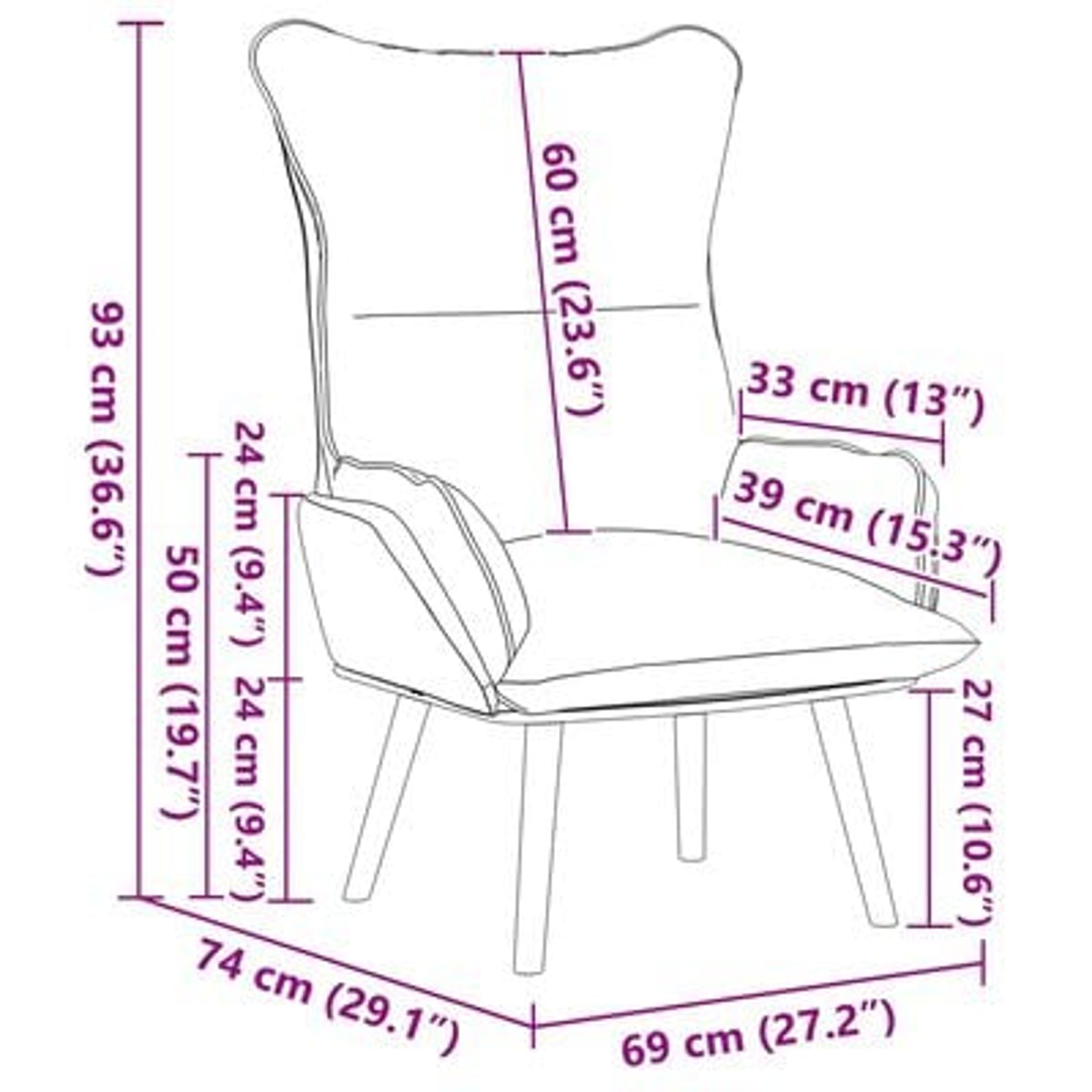 Afslappende stol Gråbrun 69 x 74 x 93 cm Stof