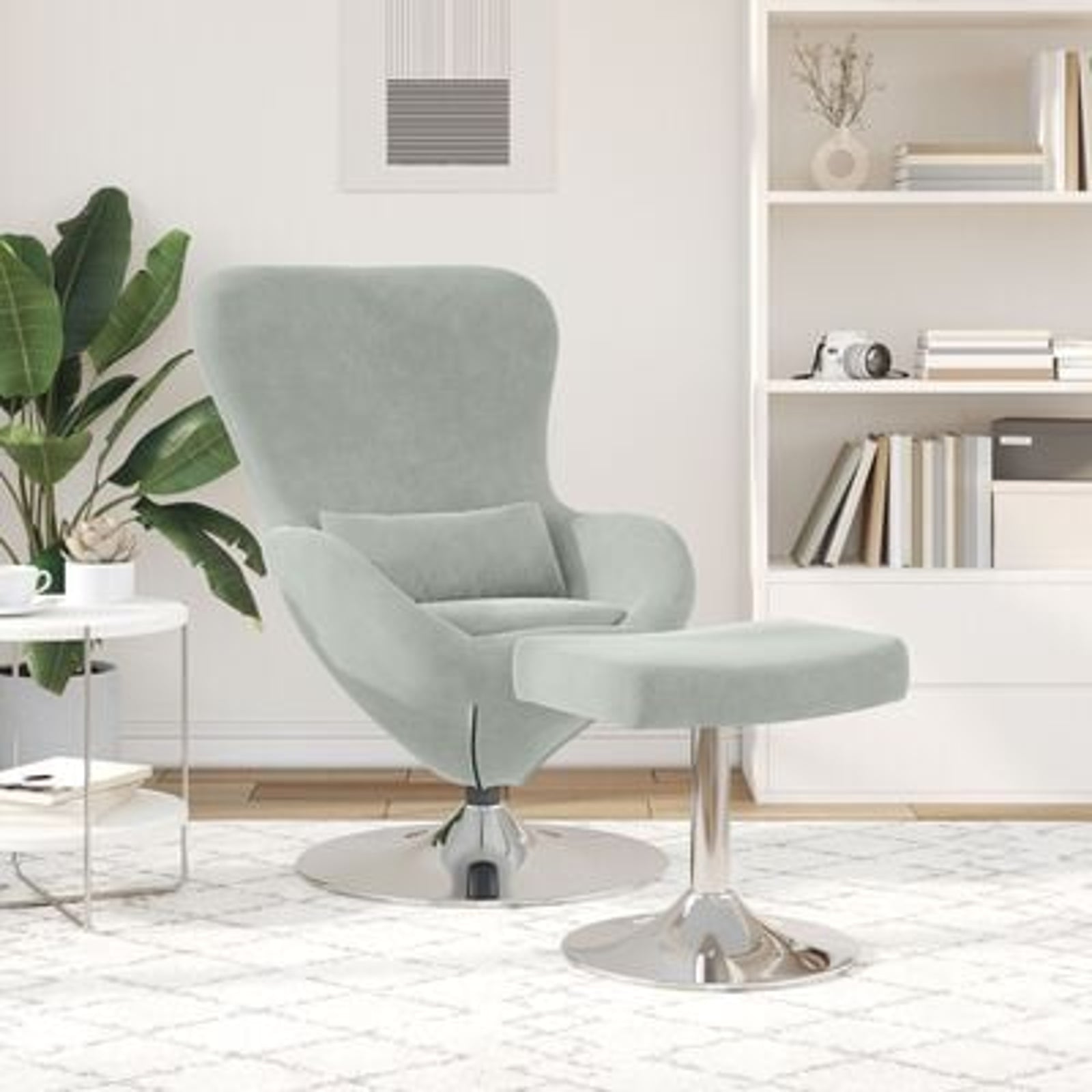 Æggestol 2 pcs Lysegrå 63 x 73 x 90 cm Fløjl