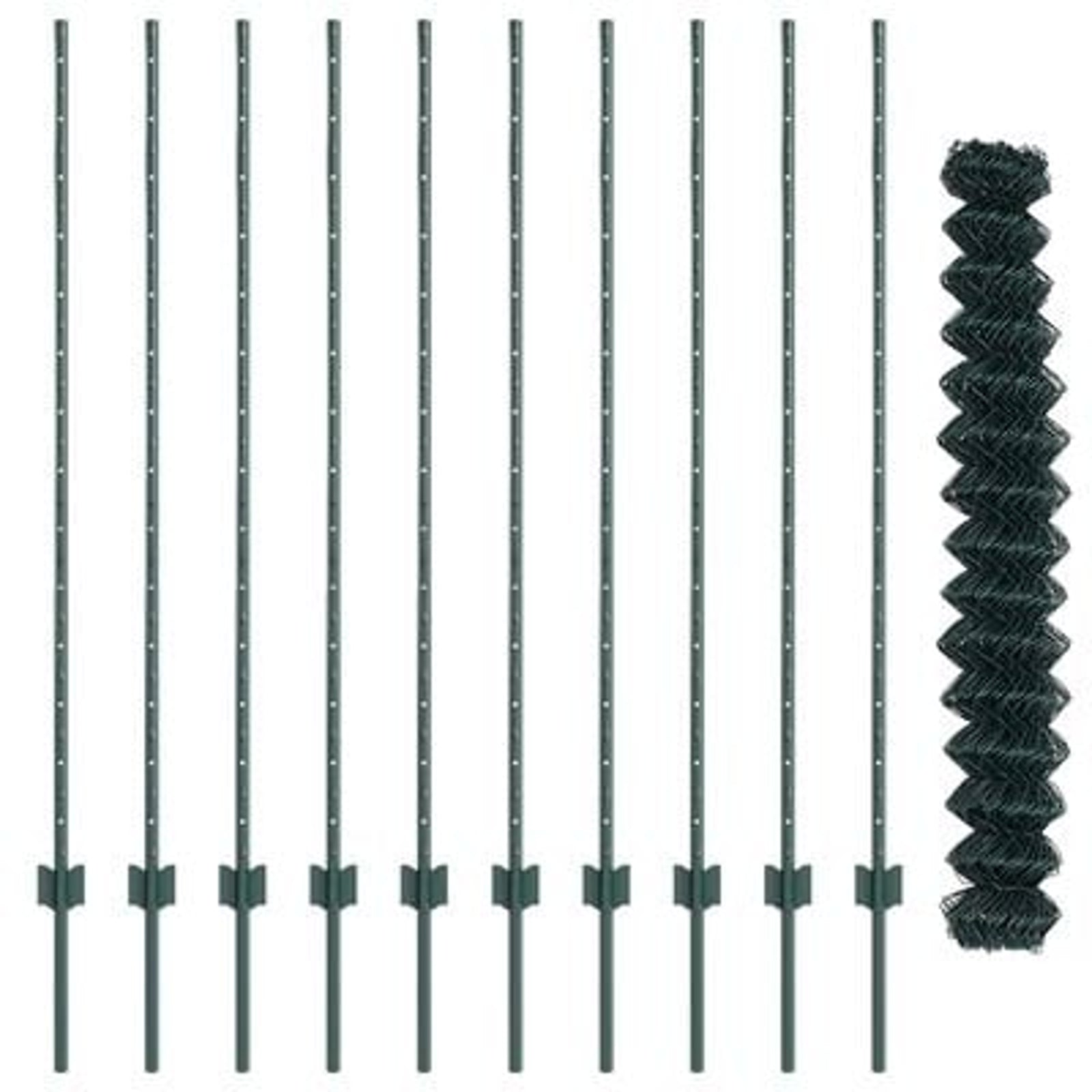 Hegn med post Grøn 1,4 x 10 m Stål og PVC