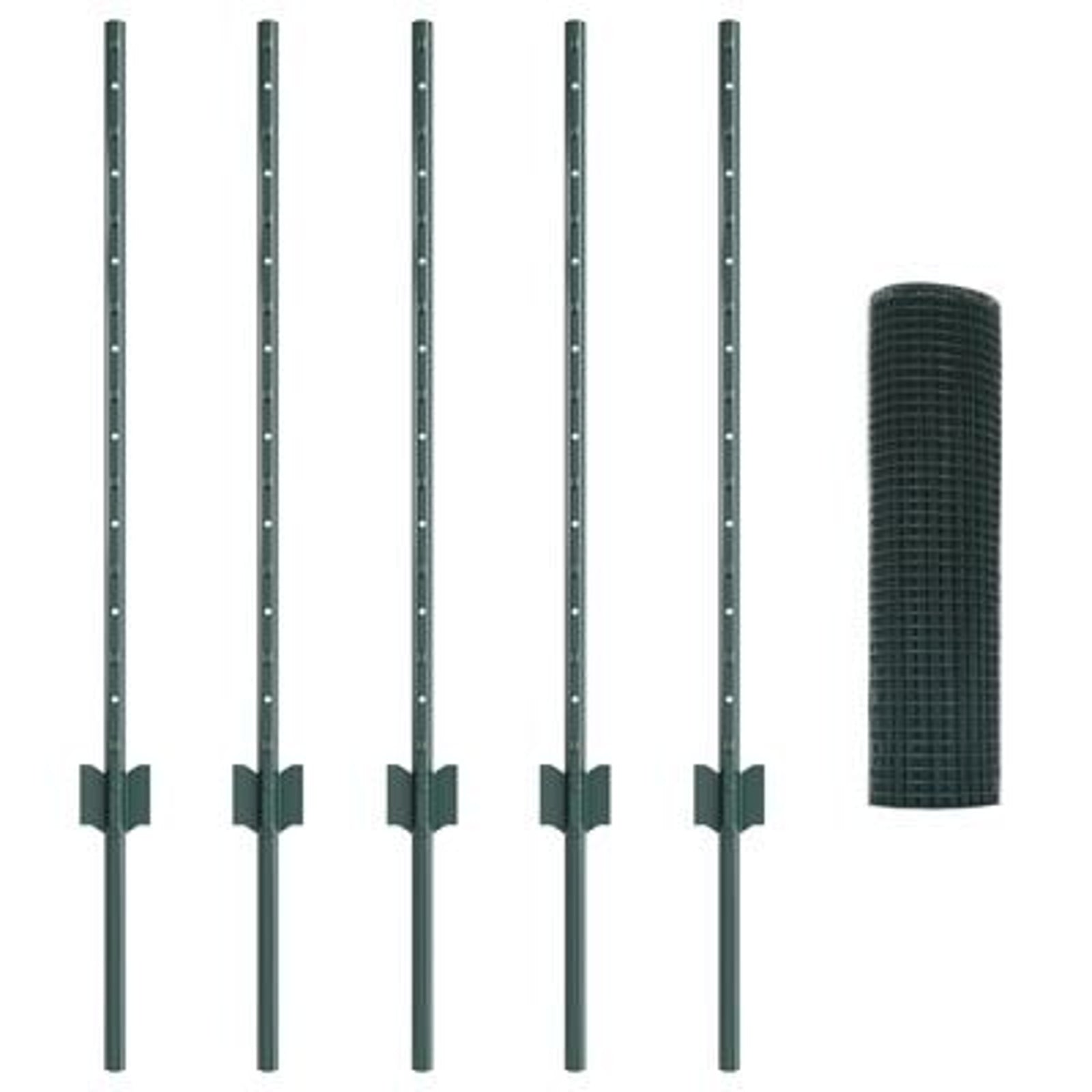 Hegn med post Grøn 0,8 x 10 m Stål og PVC