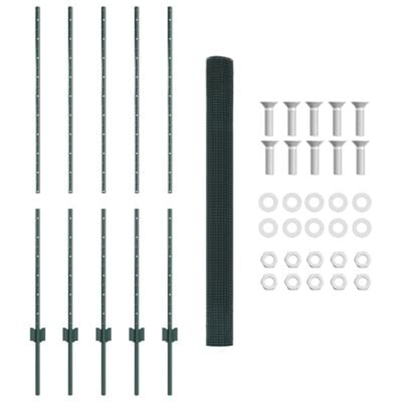 Hegn med post Grøn 1,4 x 10 m Stål og PVC