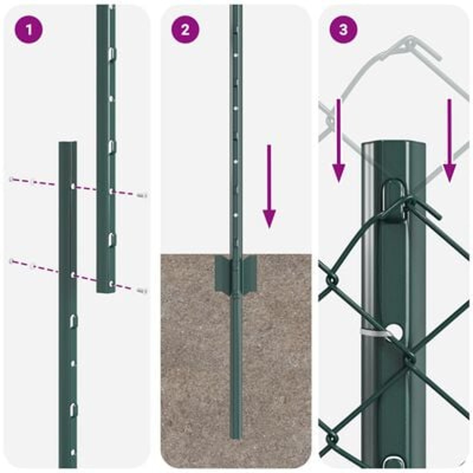 Hegn med post Grøn 1,6 x 10 m Stål og PVC