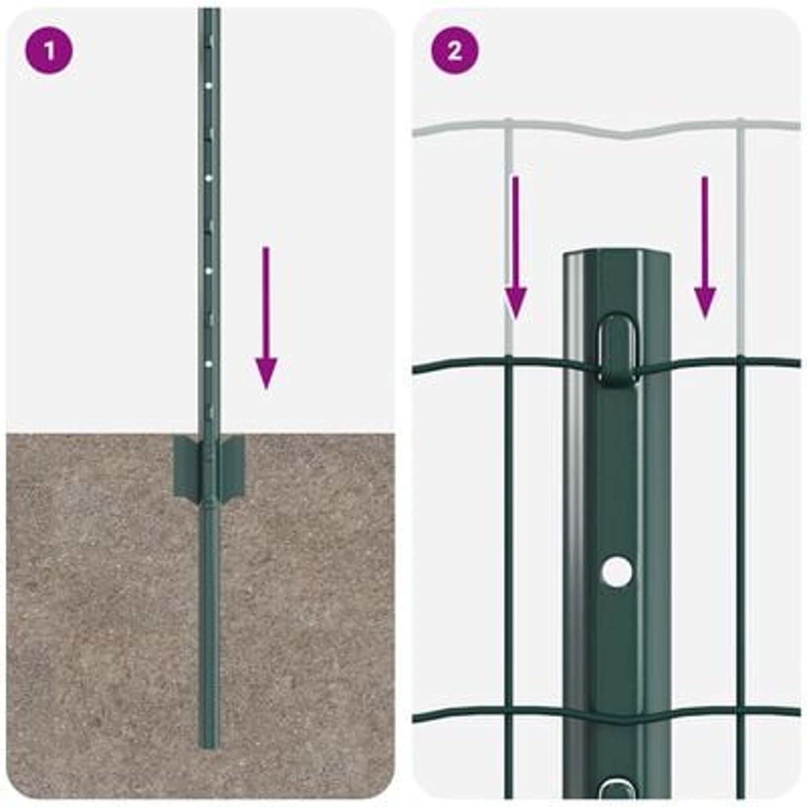 Hegn med post Grøn 0,8 x 10 m Stål
