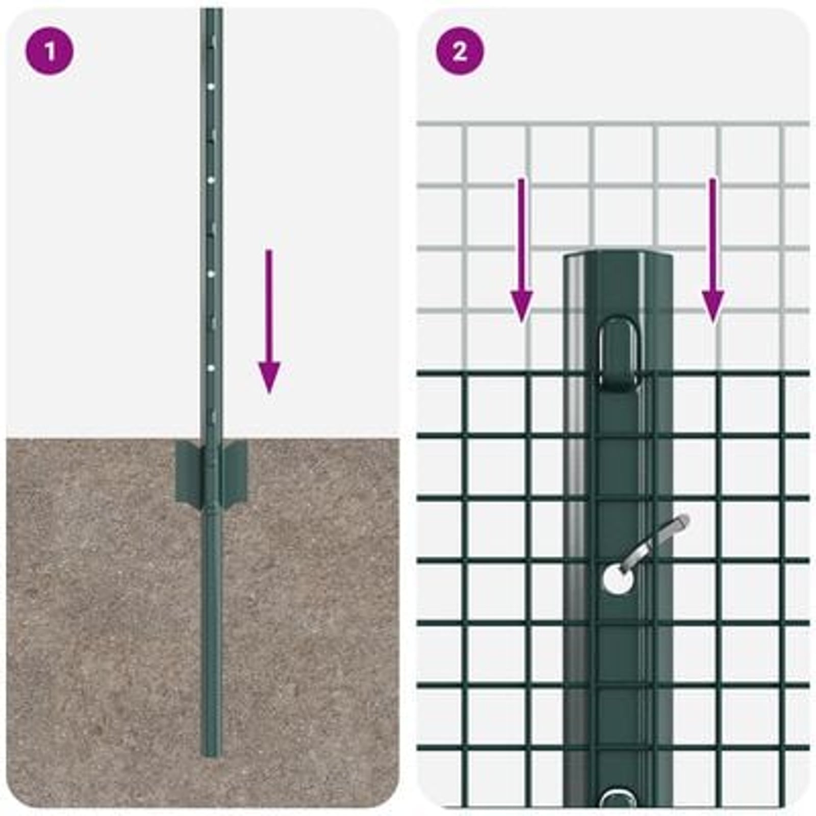 Hegn med post Grøn 0,4 x 10 m Stål og PVC