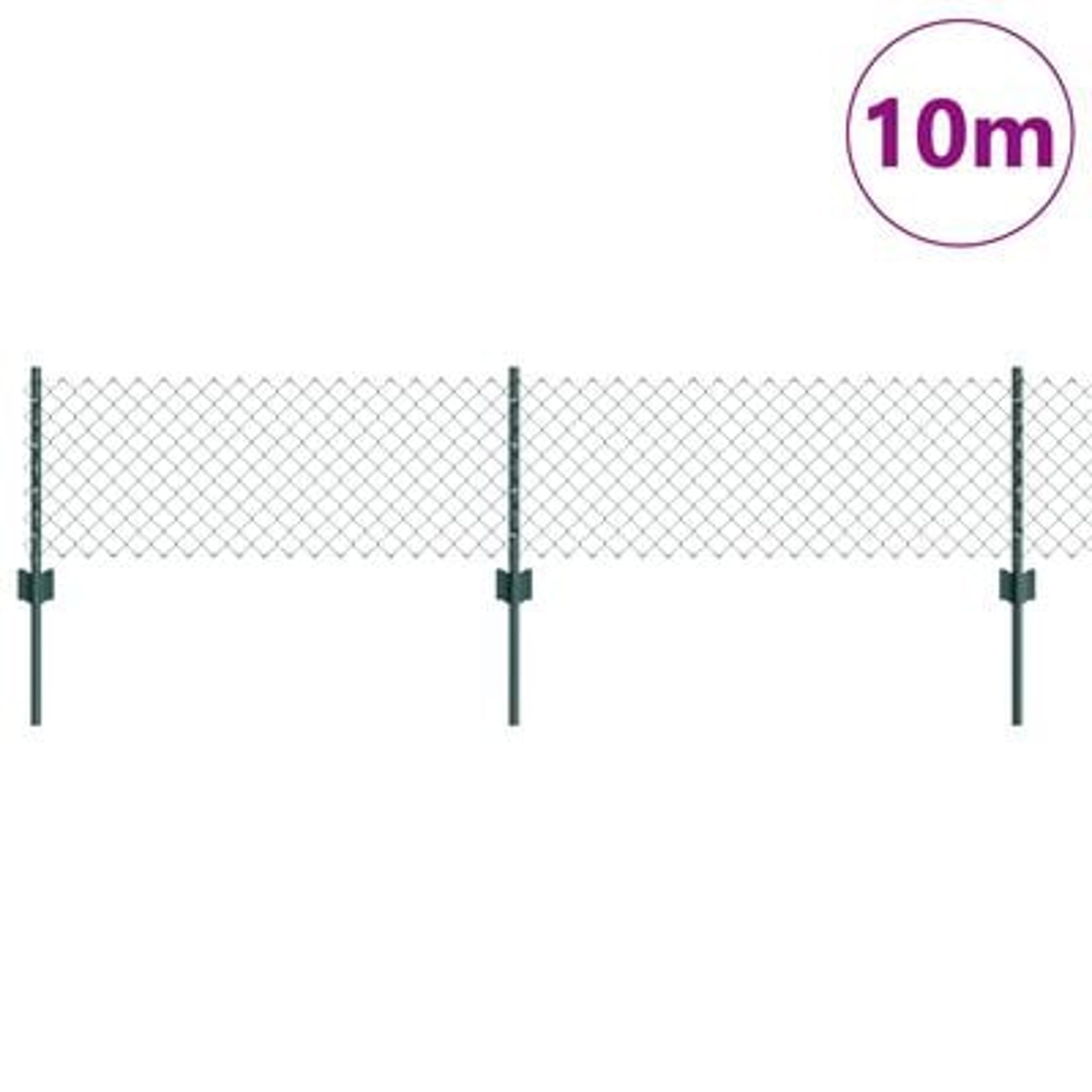 Hegn med post Grøn 0,4 x 10 m Stål og PVC