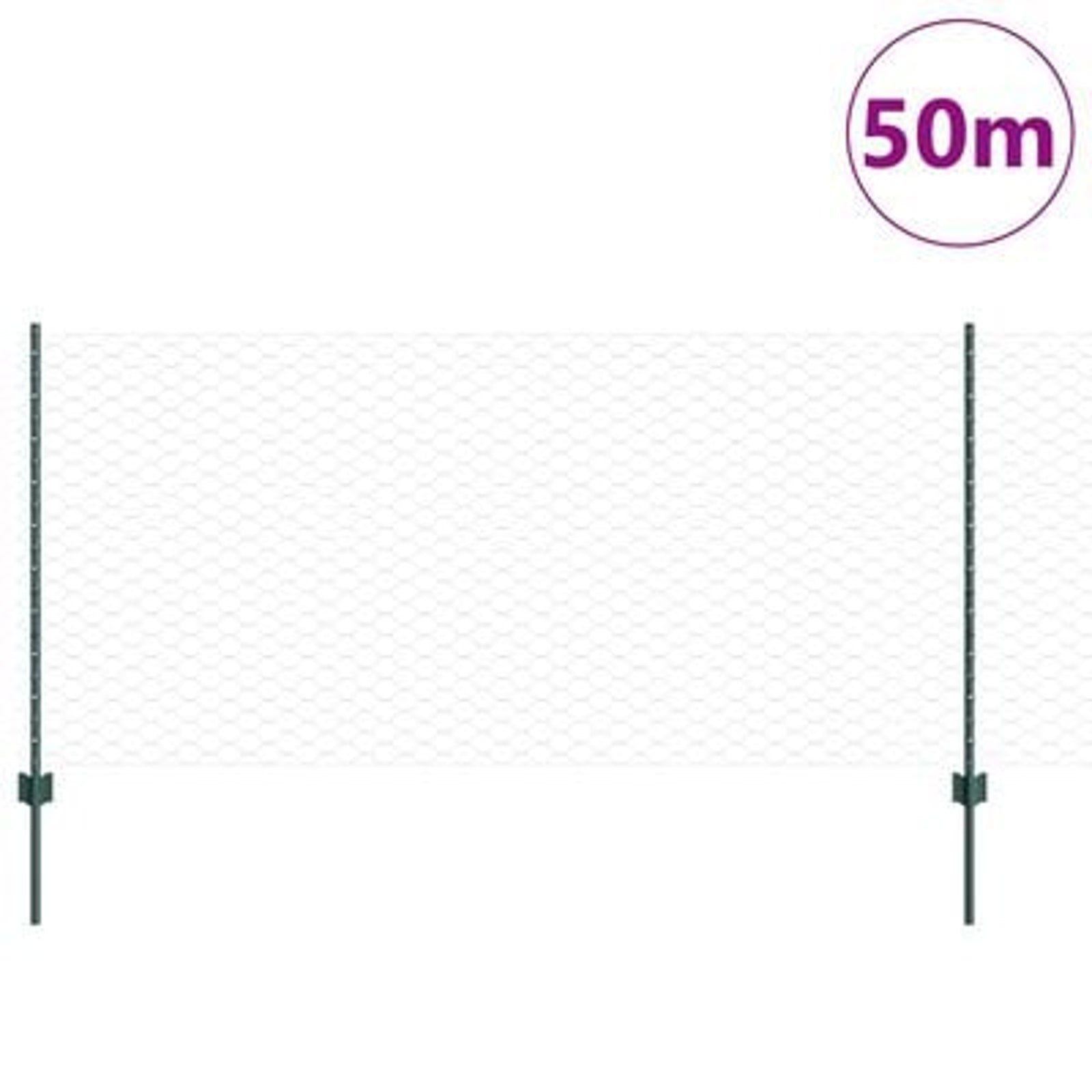 Hegn med post Grøn 1 x 50 m Stål og PVC