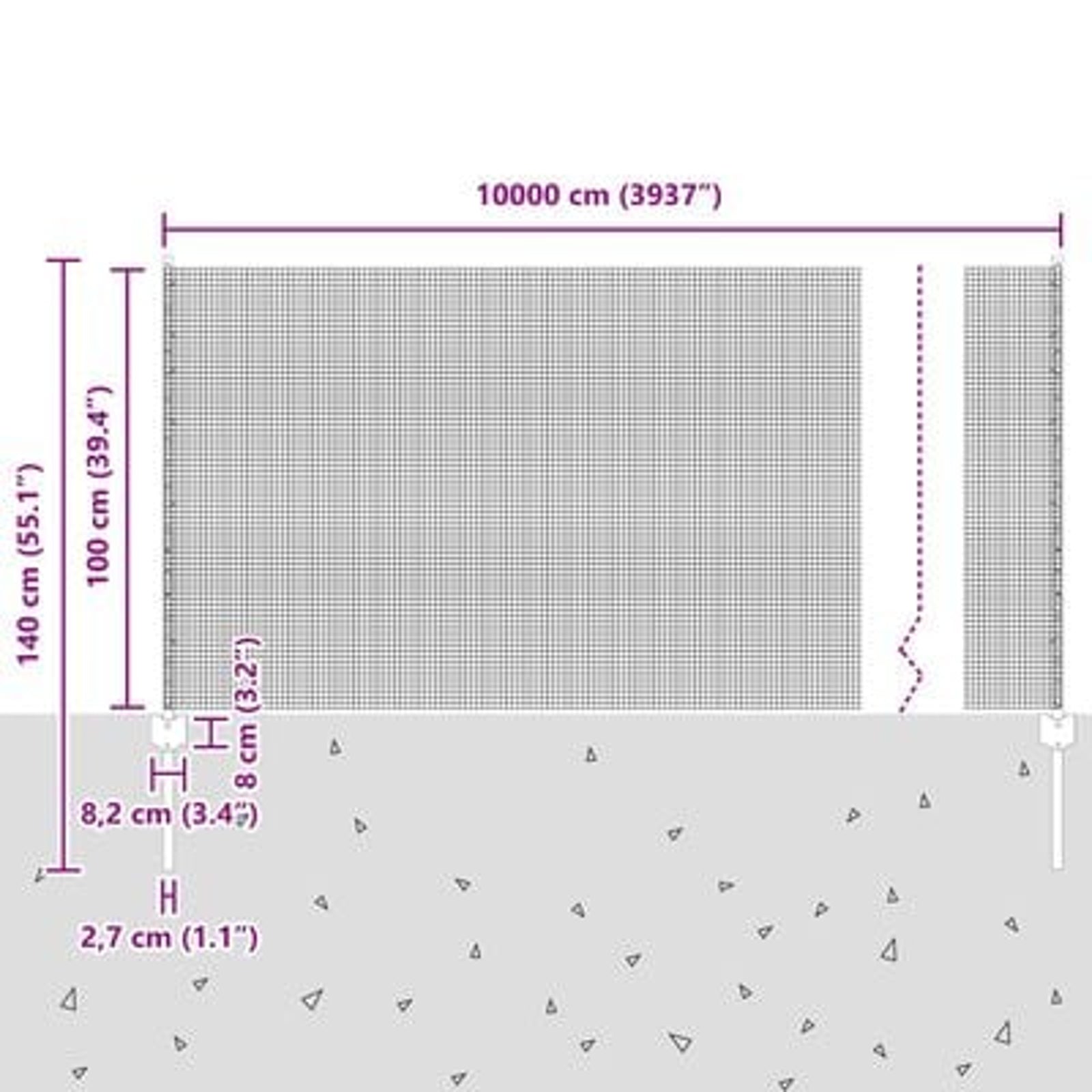 Hegn med post Grøn 1 x 100 m Stål og PVC