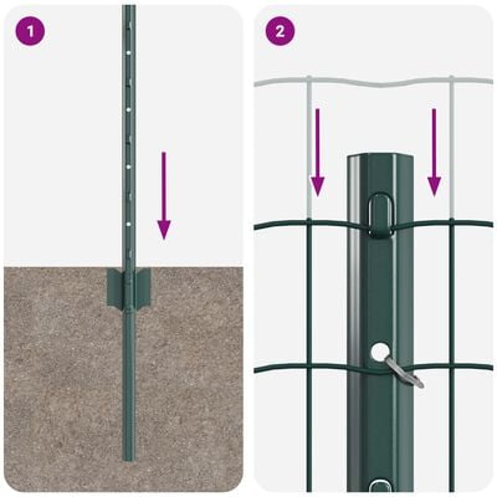 Hegn med post Grøn 0,8 x 10 m Stål