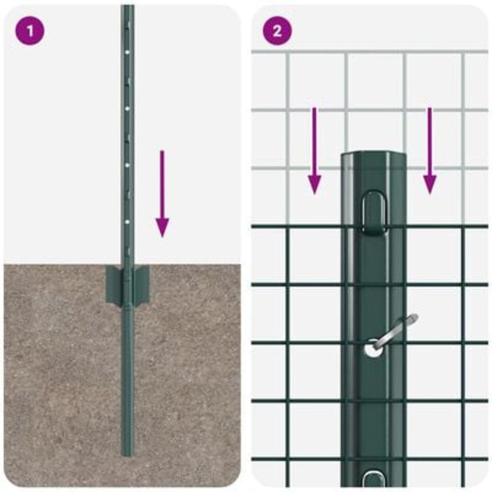 Hegn med post Grøn 0,5 x 50 m Stål og PVC