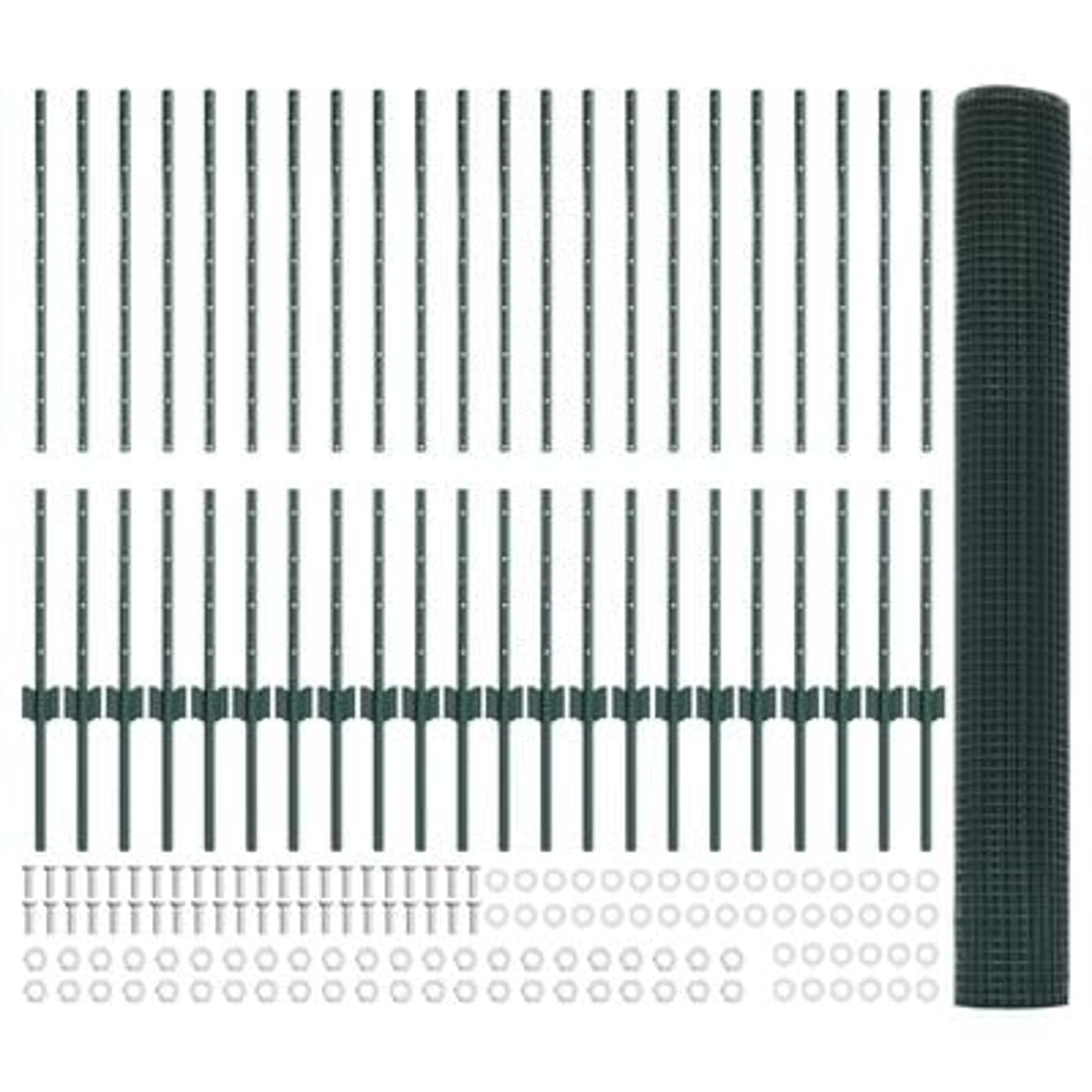 Hegn med post Grøn 1 x 50 m Stål og PVC
