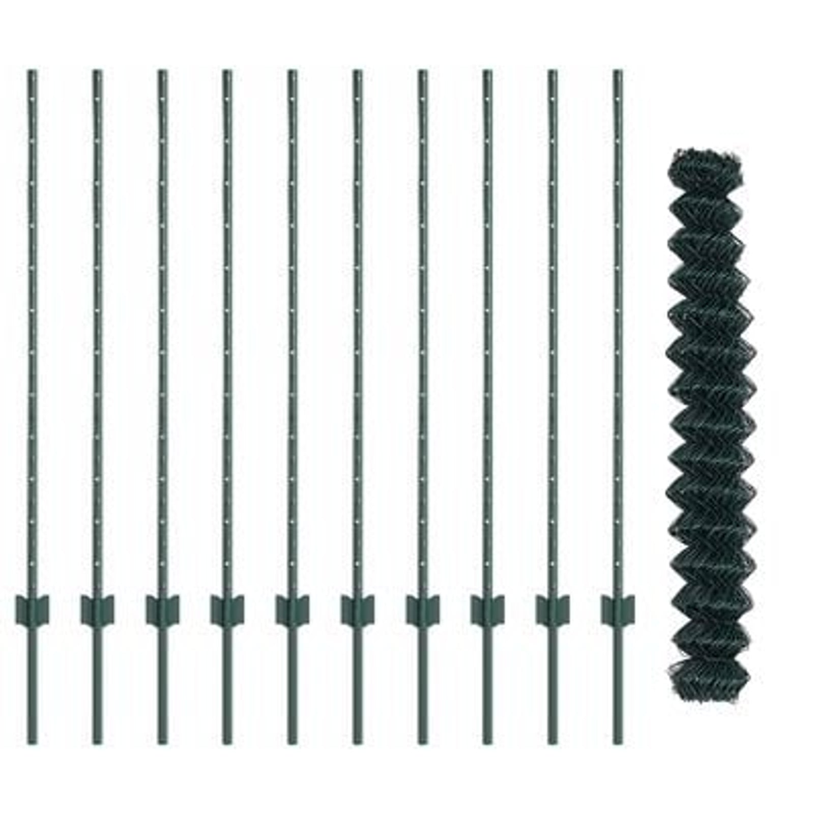 Hegn med post Grøn 1,2 x 10 m Stål og PVC