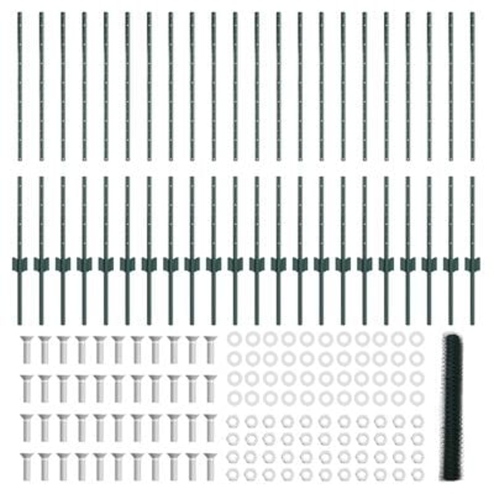 Hegn med post Grøn 1 x 50 m Stål og PVC