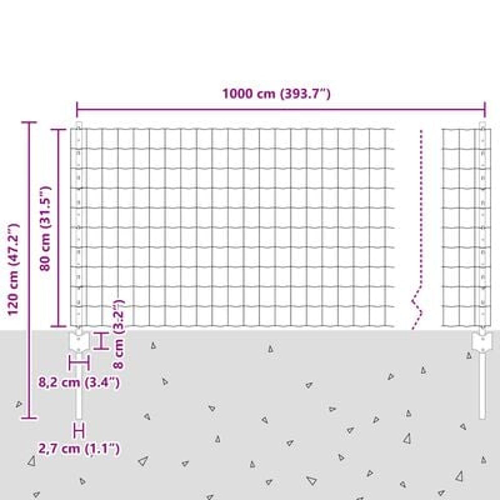 Hegn med post Grøn 0,8 x 10 m Stål