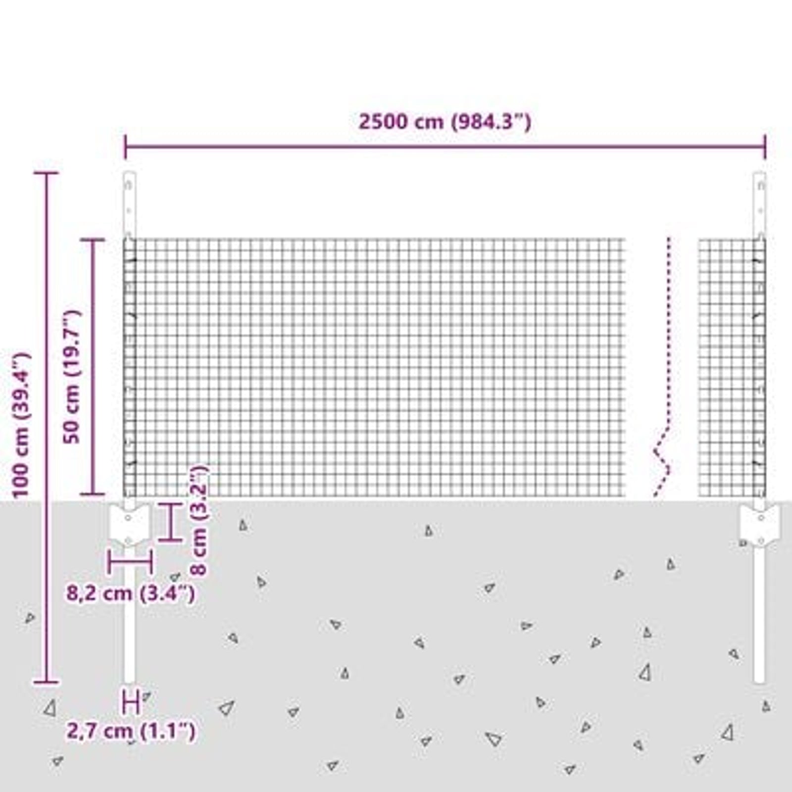 Hegn med post Grøn 0,5 x 25 m Stål