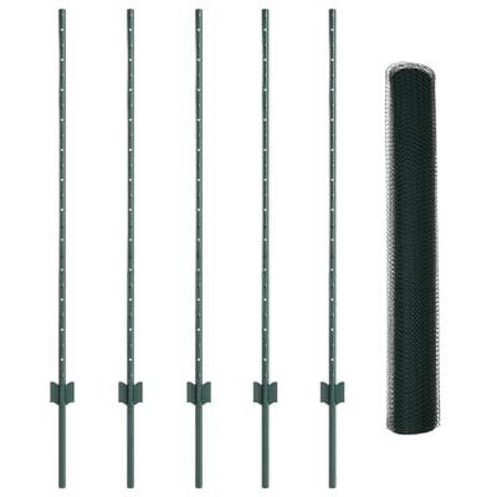 Hegn med post Grøn 1,2 x 10 m Stål og PVC