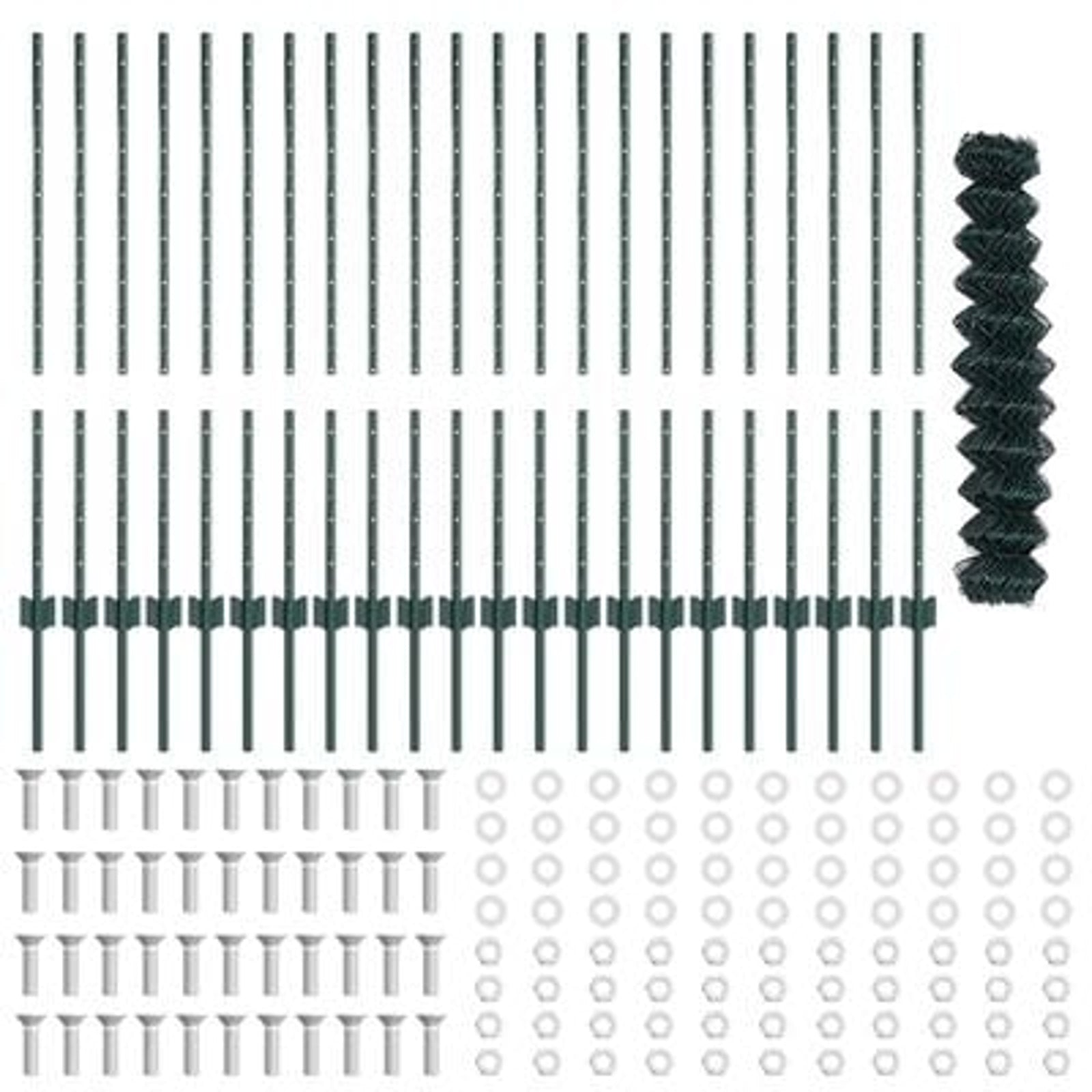 Hegn med post Grøn 1 x 25 m Stål og PVC