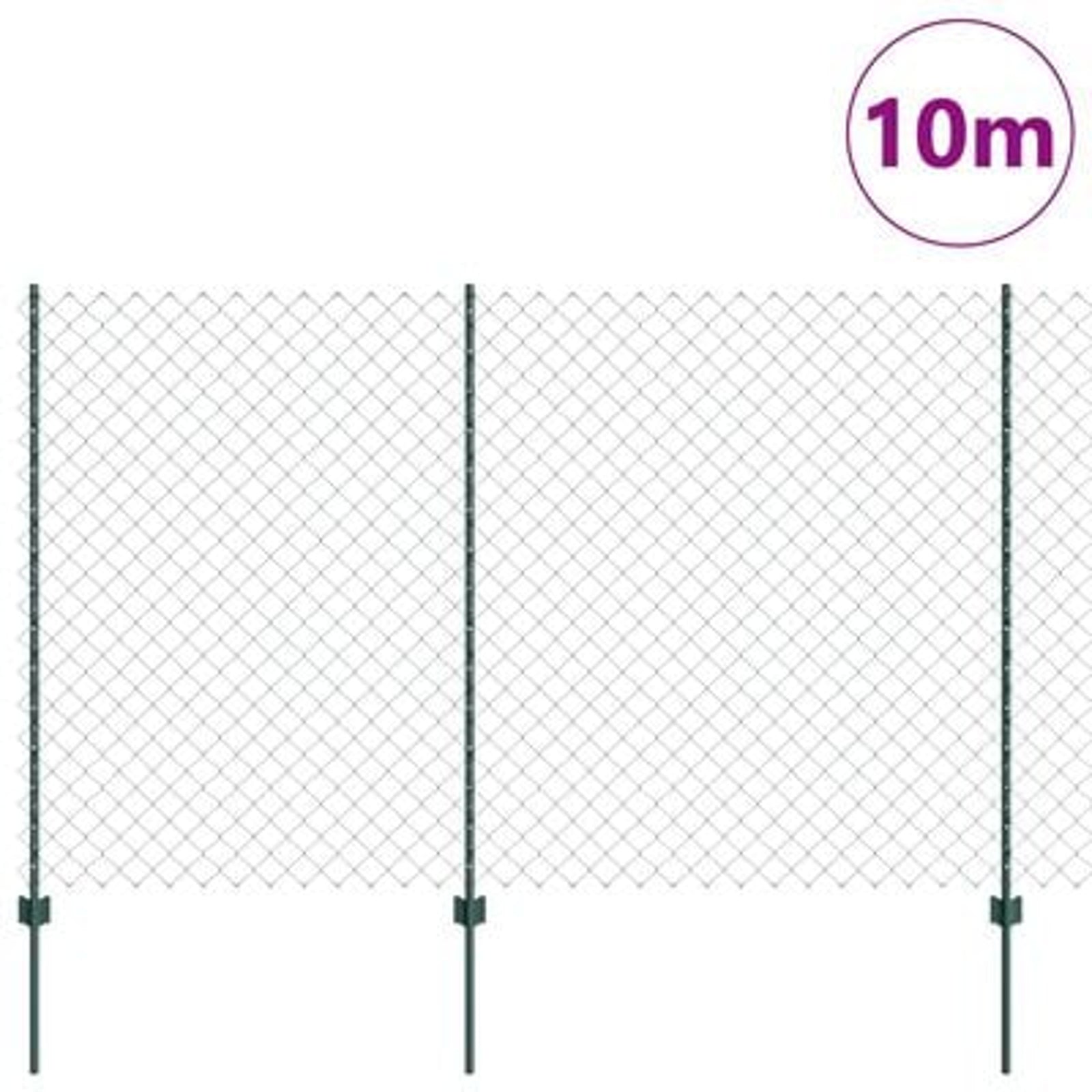 Hegn med post Grøn 1,5 x 10 m Stål og PVC