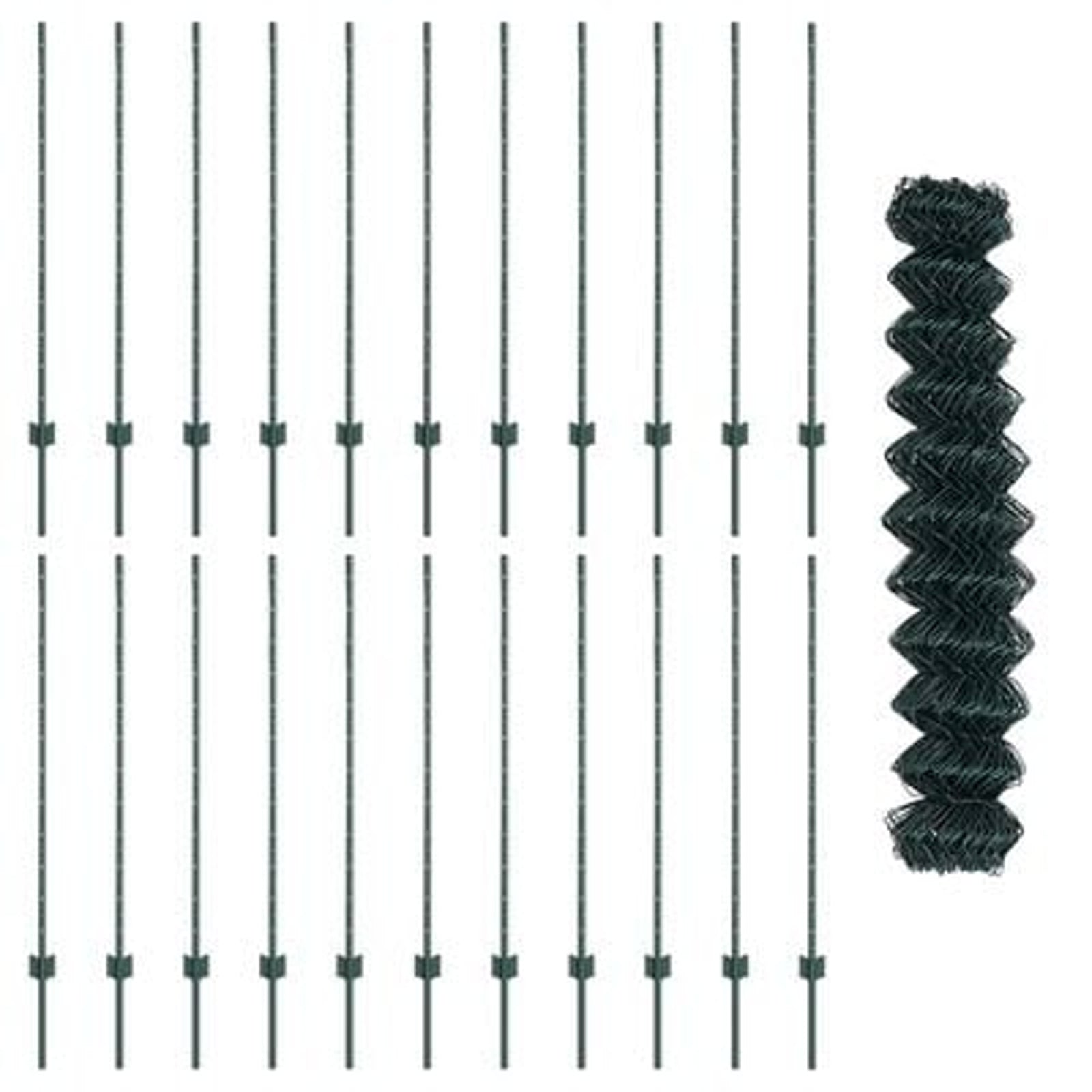 Hegn med post Grøn 1,2 x 25 m Stål og PVC