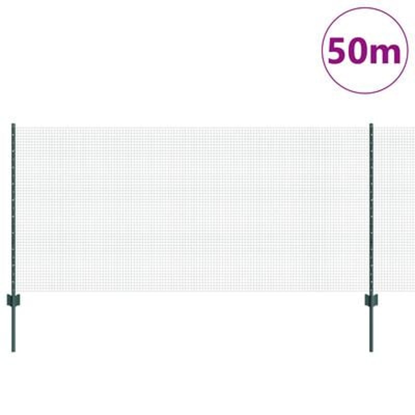 Hegn med post Grøn 1 x 50 m Stål og PVC