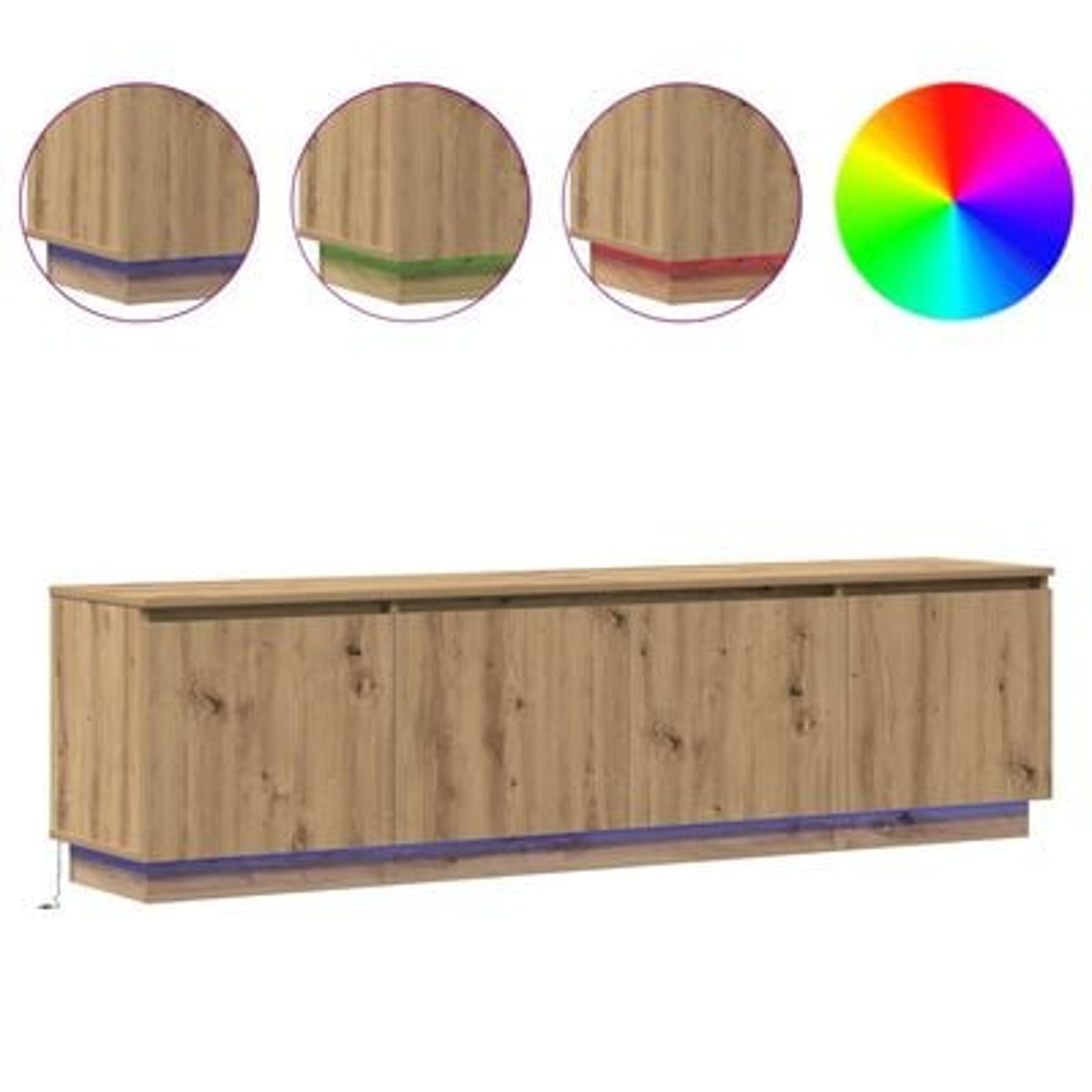 TV-skab med LED artisan eg 180 x 38 x 49 cm Konstrueret træ