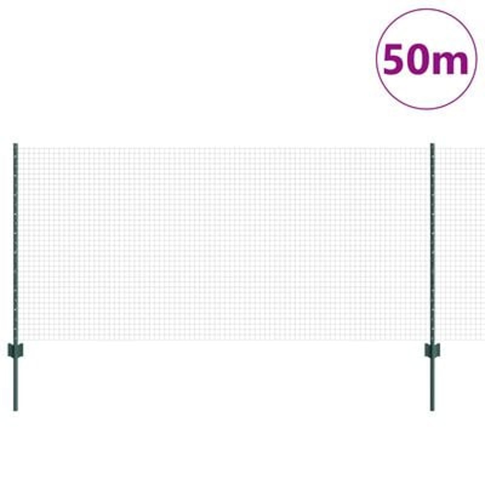 Hegn med post Grøn 1 x 50 m Stål og PVC