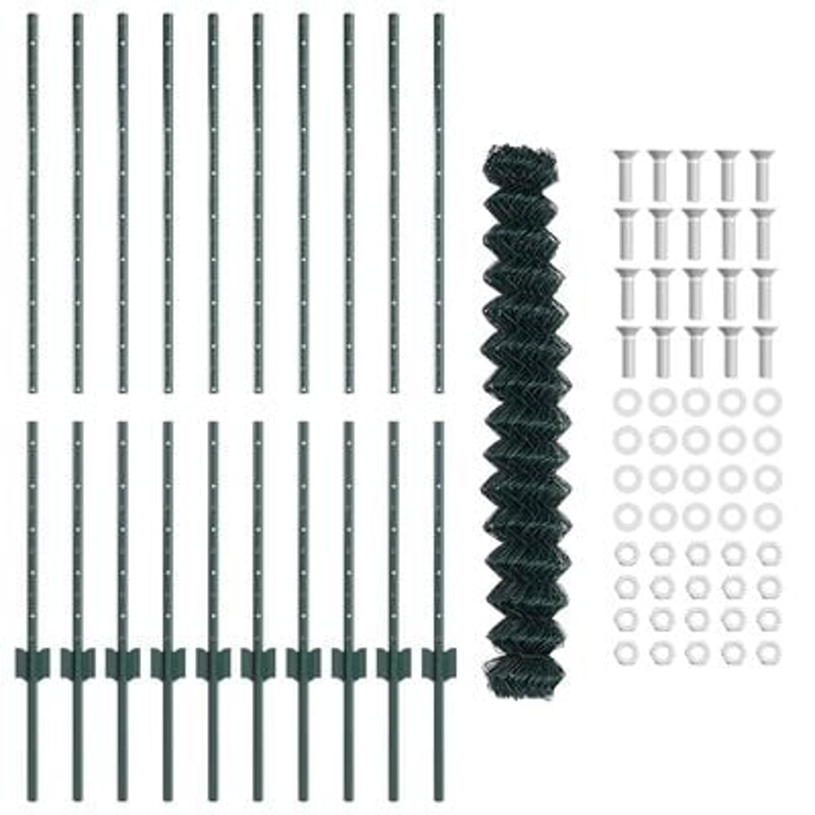 Hegn med post Grøn 1,2 x 10 m Stål og PVC