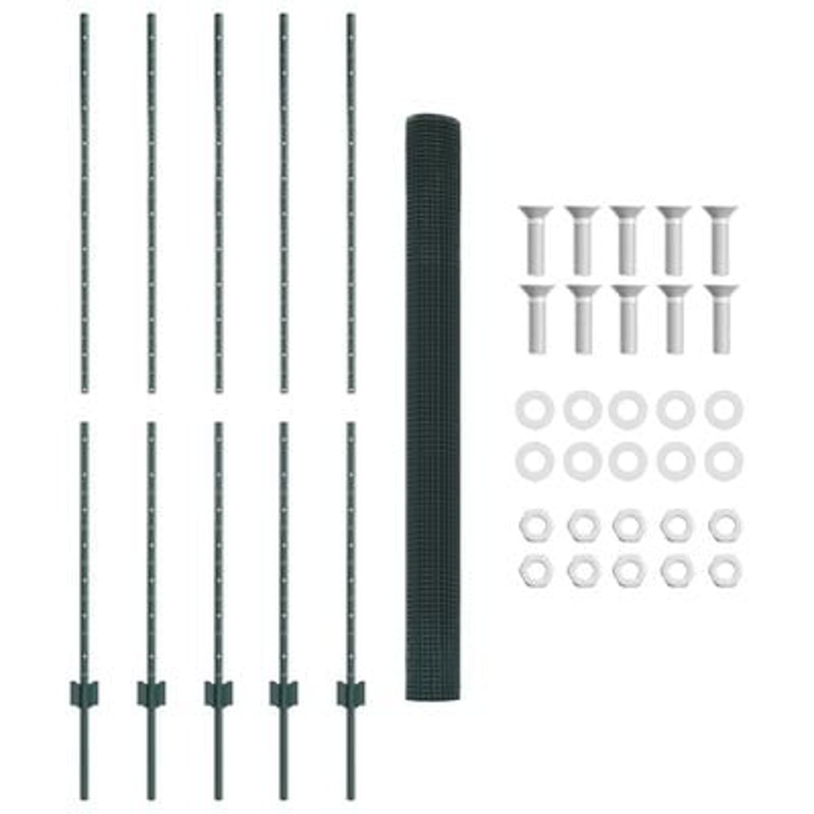 Hegn med post Grøn 1,6 x 10 m Stål og PVC