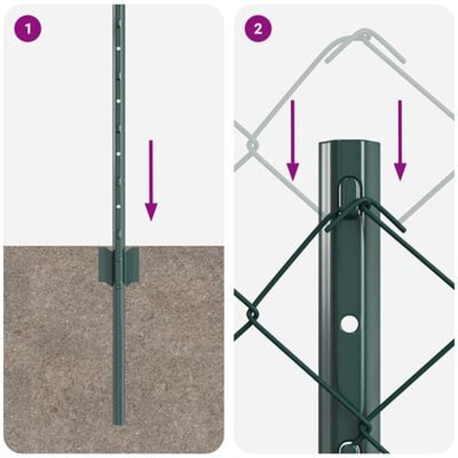 Hegn med post Grøn 0,4 x 10 m Stål og PVC