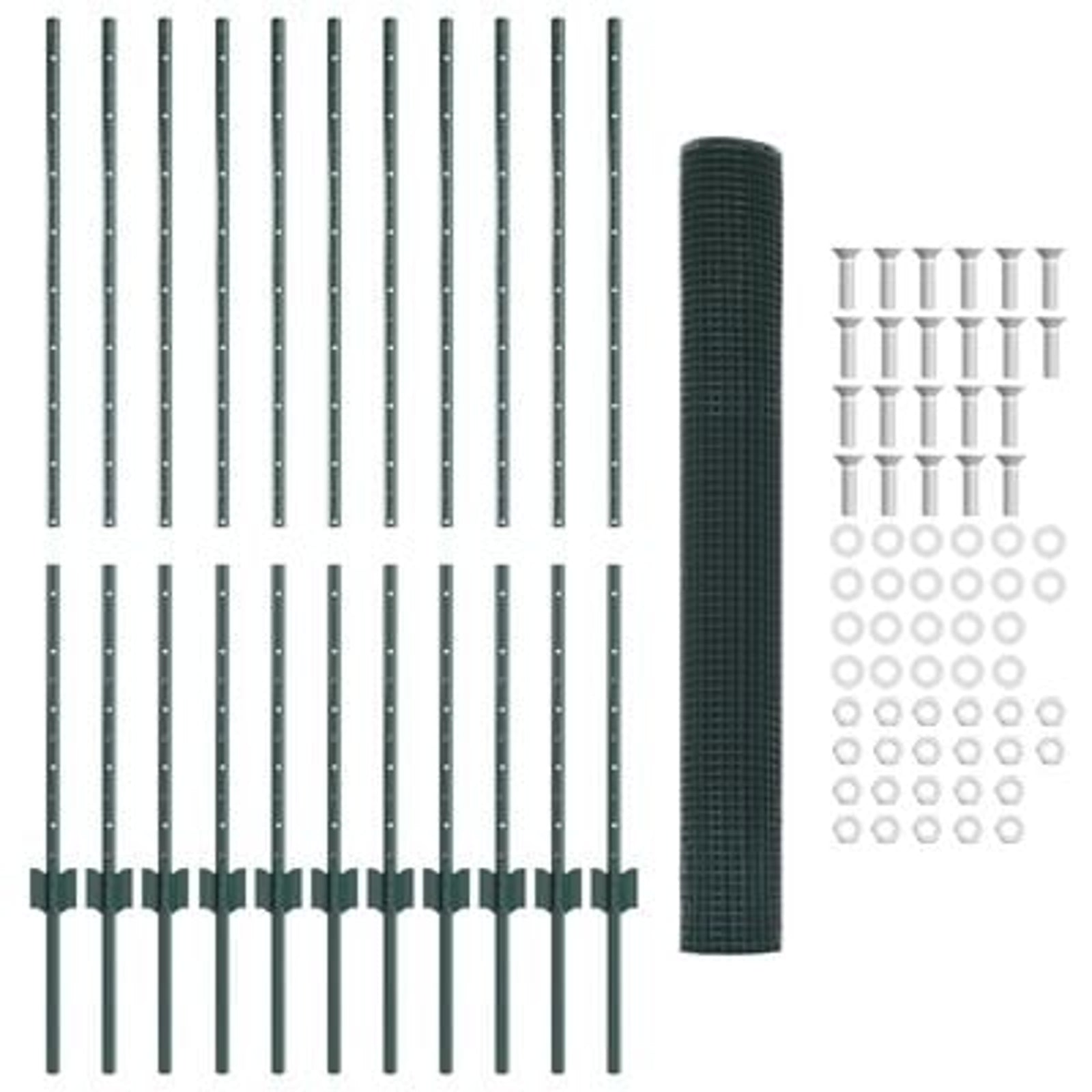 Hegn med post Grøn 1,2 x 25 m Stål og PVC