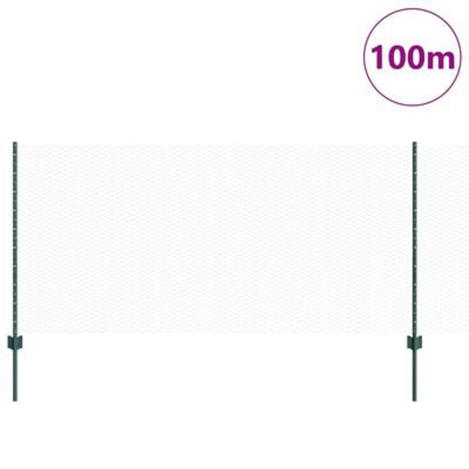 Hegn med post Grøn 1 x 100 m Stål og PVC