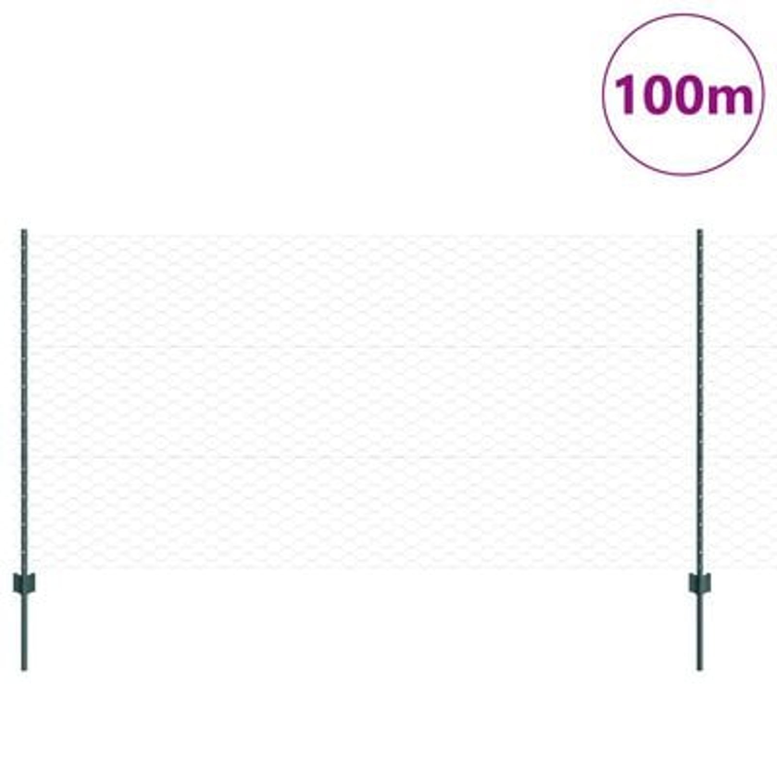 Hegn med post Grøn 1,2 x 100 m Stål og PVC