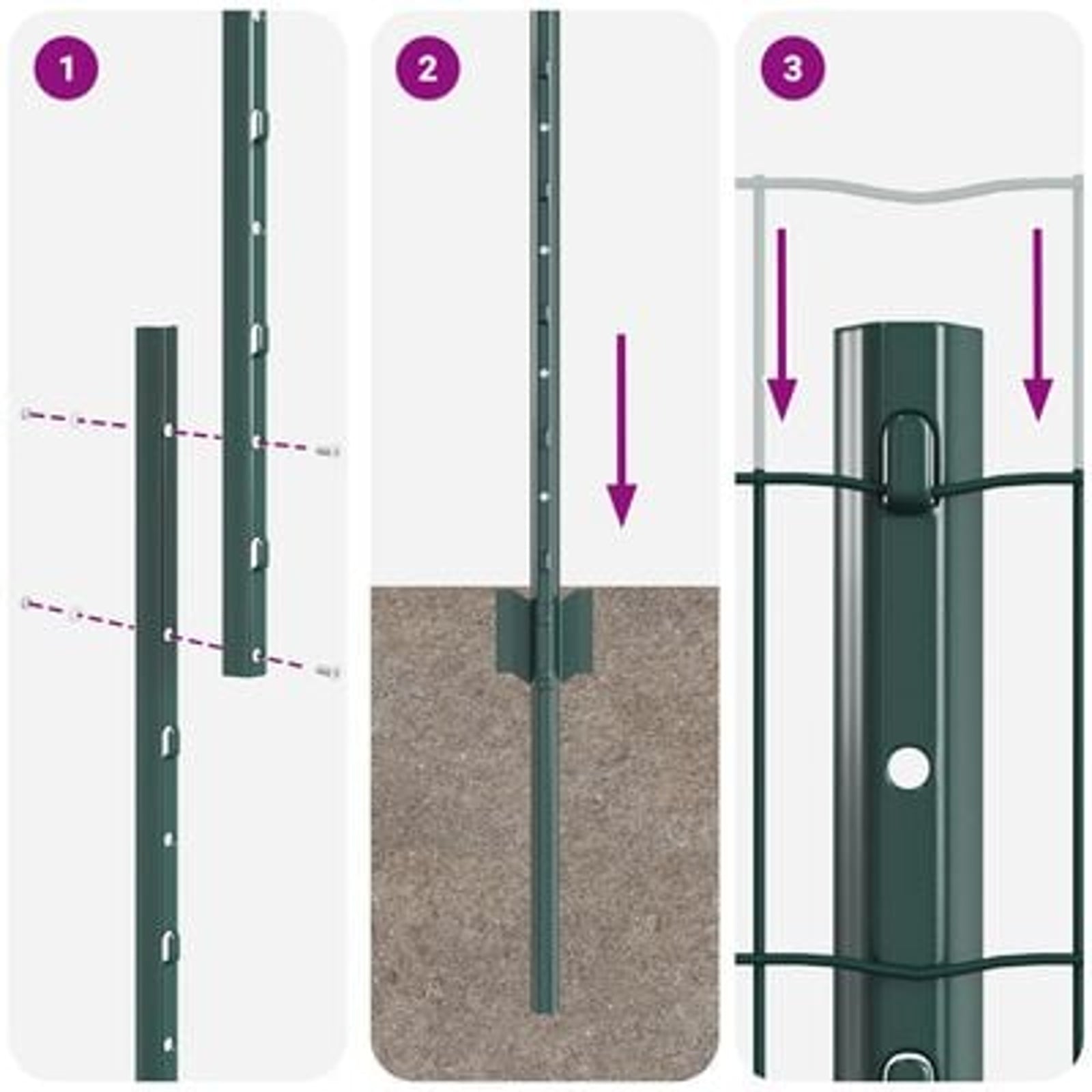 Hegn med post Grøn 1,2 x 10 m Stål